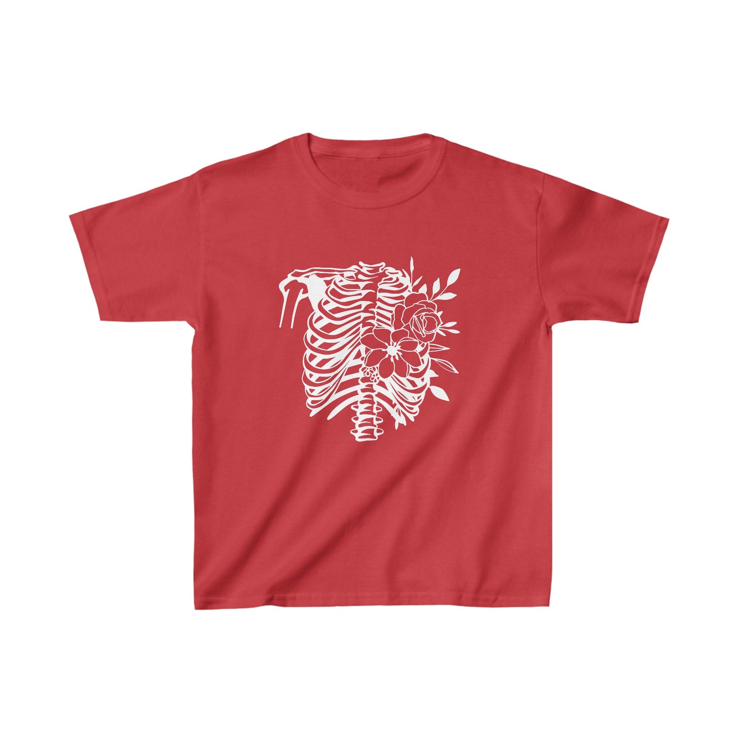 Skeleton Ribs with Flowers, Kids Heavy Cotton™ Tee