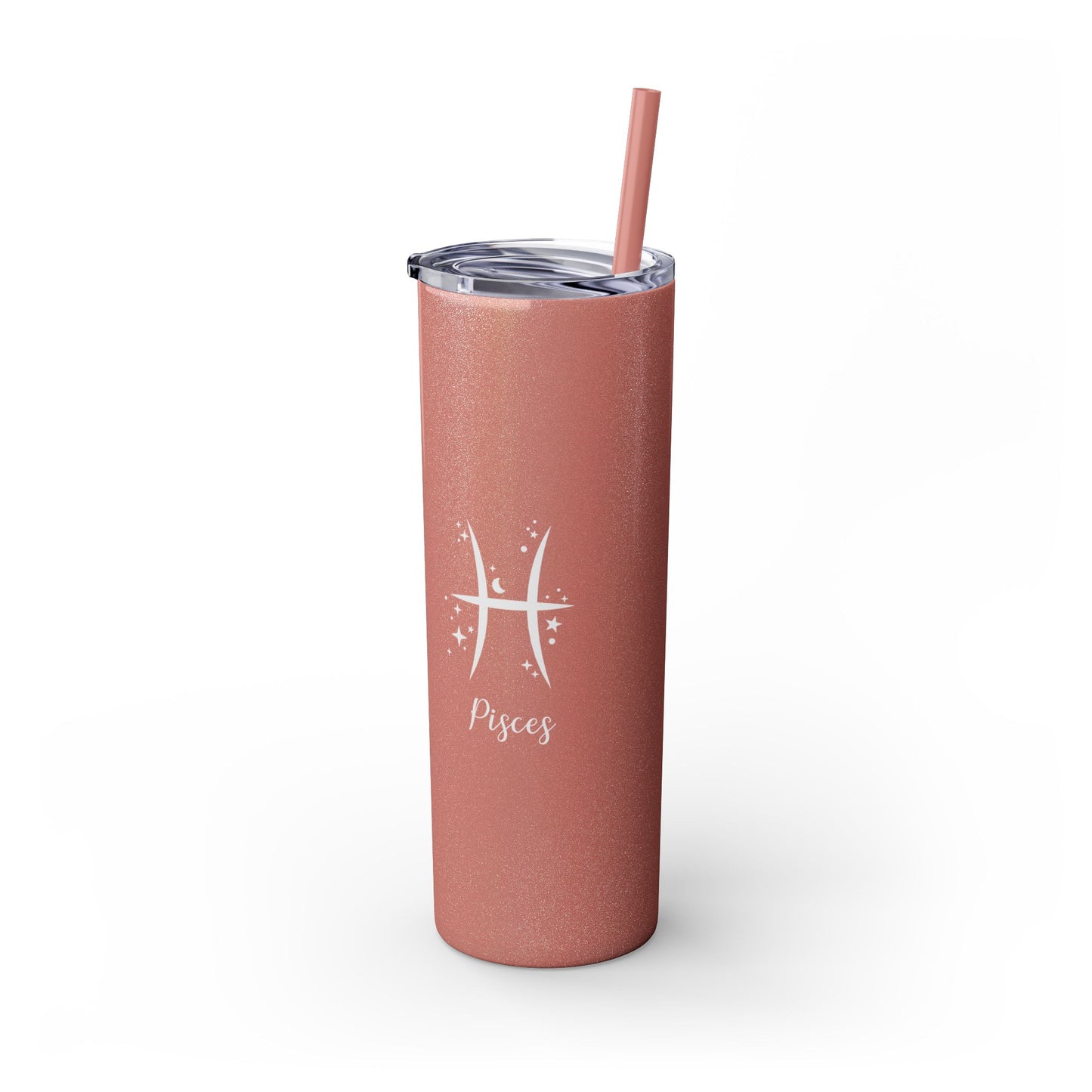 Pisces Glitter, Skinny Tumbler with Straw, 20oz