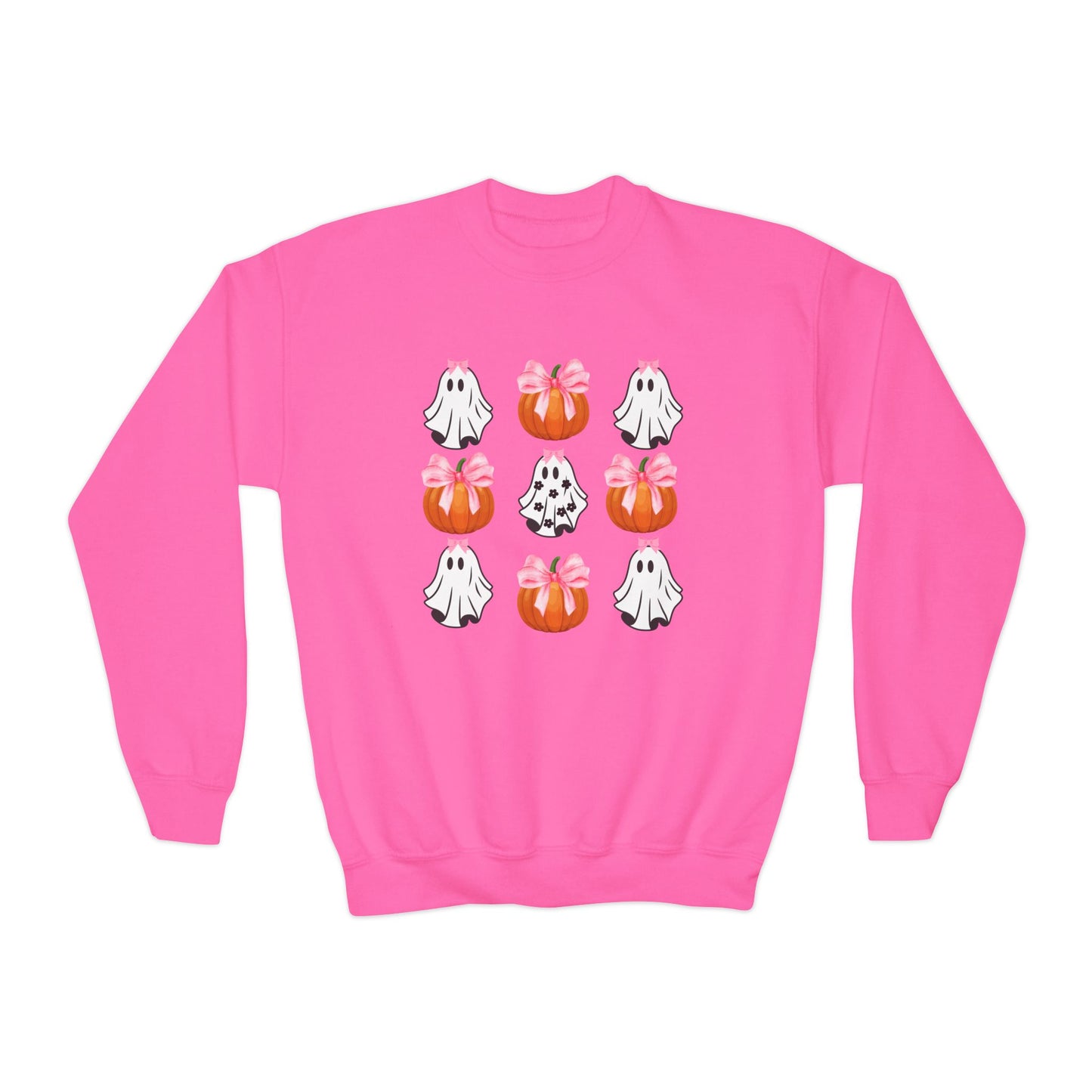 Cute Ghost with Bow, Youth Crewneck Sweatshirt