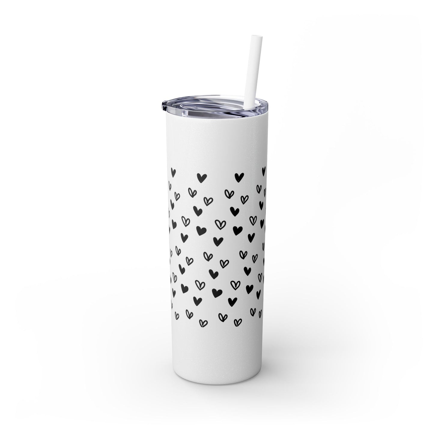 Hearts, Skinny Tumbler with Straw, 20oz