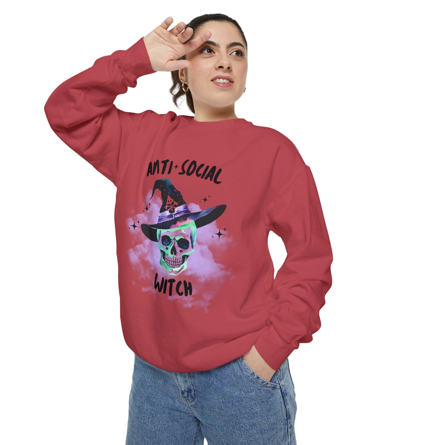 Anti Social Witch, Unisex Garment-Dyed Sweatshirt