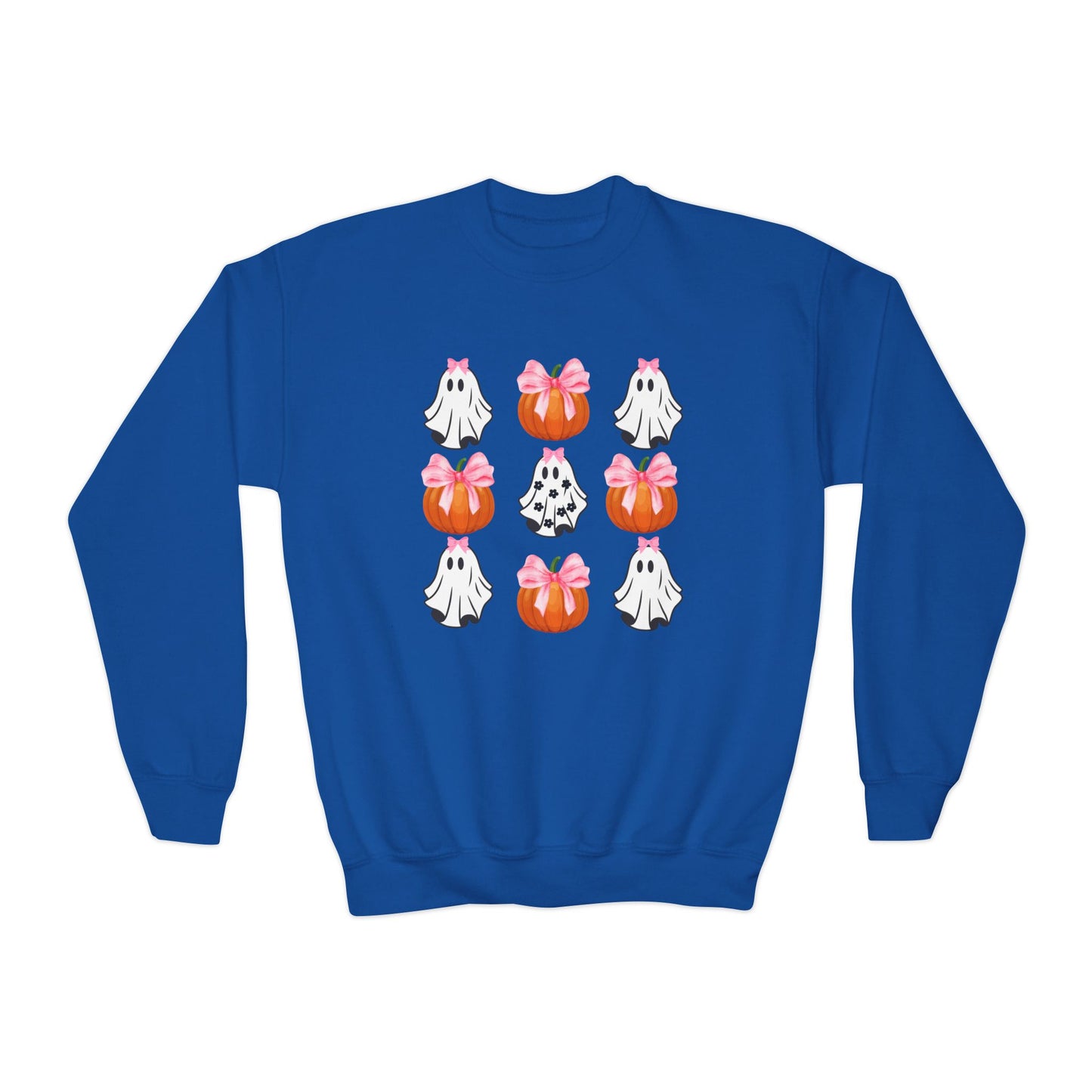 Cute Ghost with Bow, Youth Crewneck Sweatshirt
