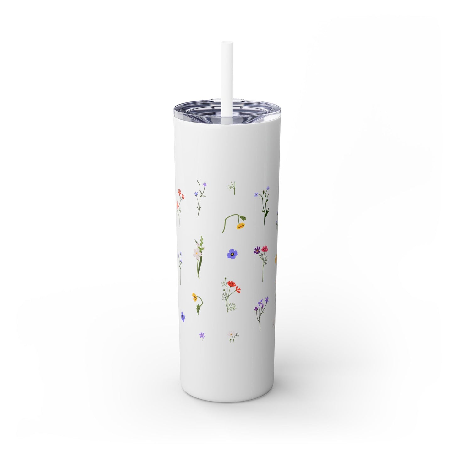Flowers, Skinny Tumbler with Straw, 20oz