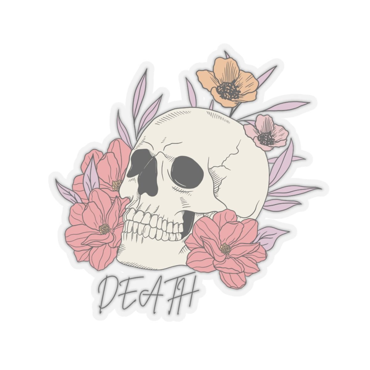 Skull and Flowers Death Sticker, Copy of One More Chapter WB, Kiss-Cut Stickers