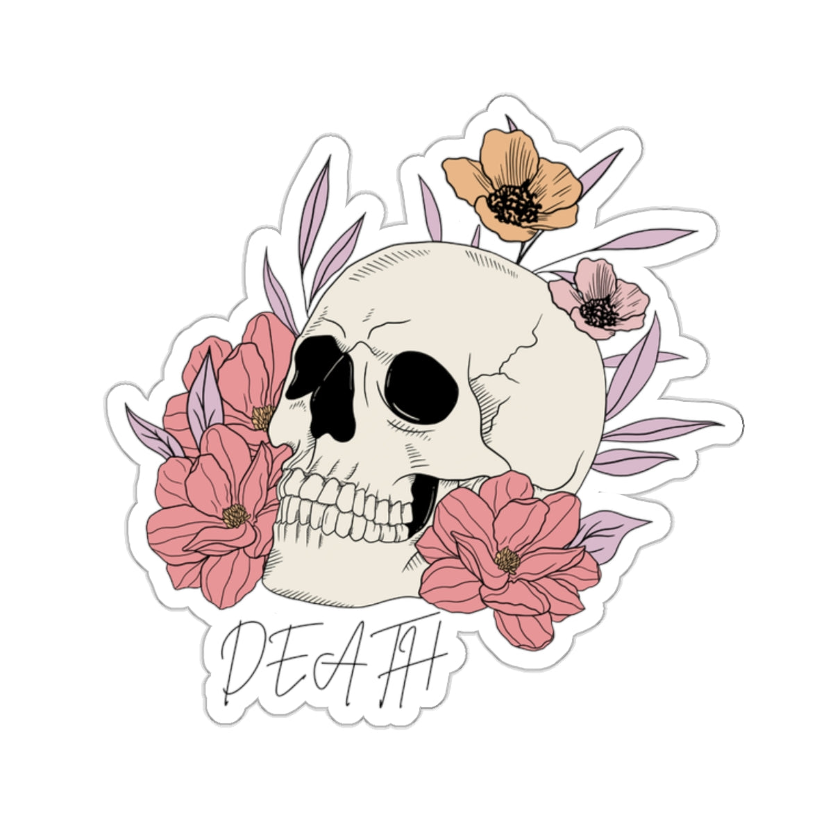 Skull and Flowers Death Sticker, Copy of One More Chapter WB, Kiss-Cut Stickers