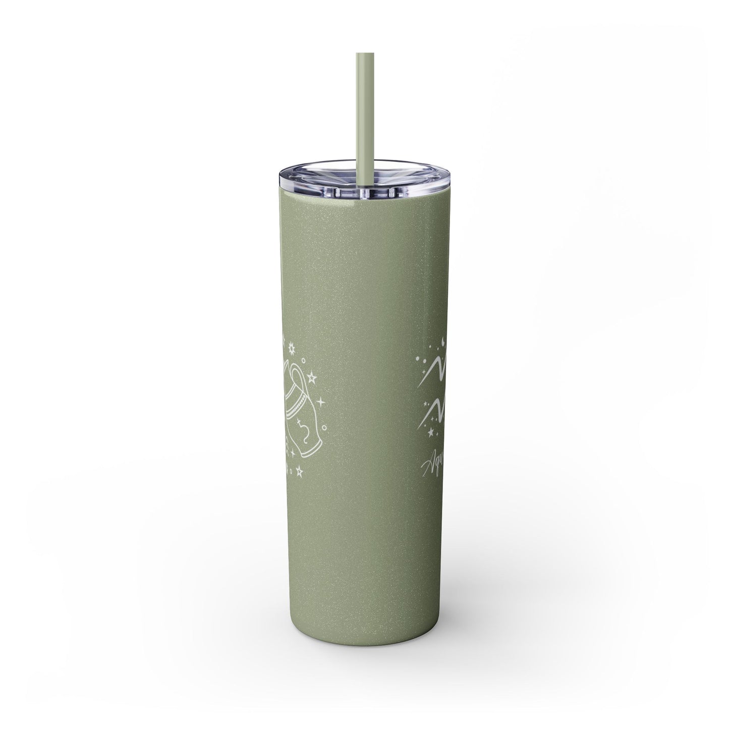 Aquarius Glitter, Skinny Tumbler with Straw, 20oz