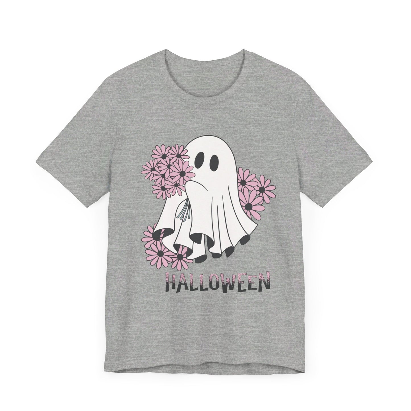 Ghost Daisy Flowers Halloween, Unisex Jersey Short Sleeve Tee