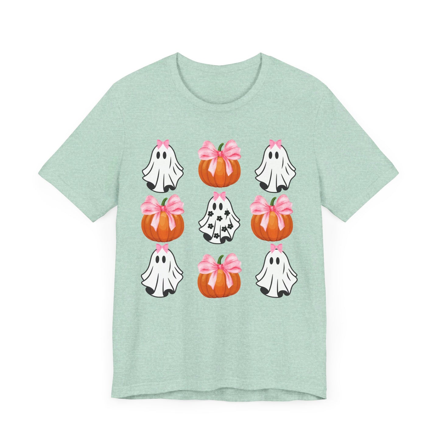 Cute Ghost With bow T-Shirt, Adult Jersey Short Sleeve Tee