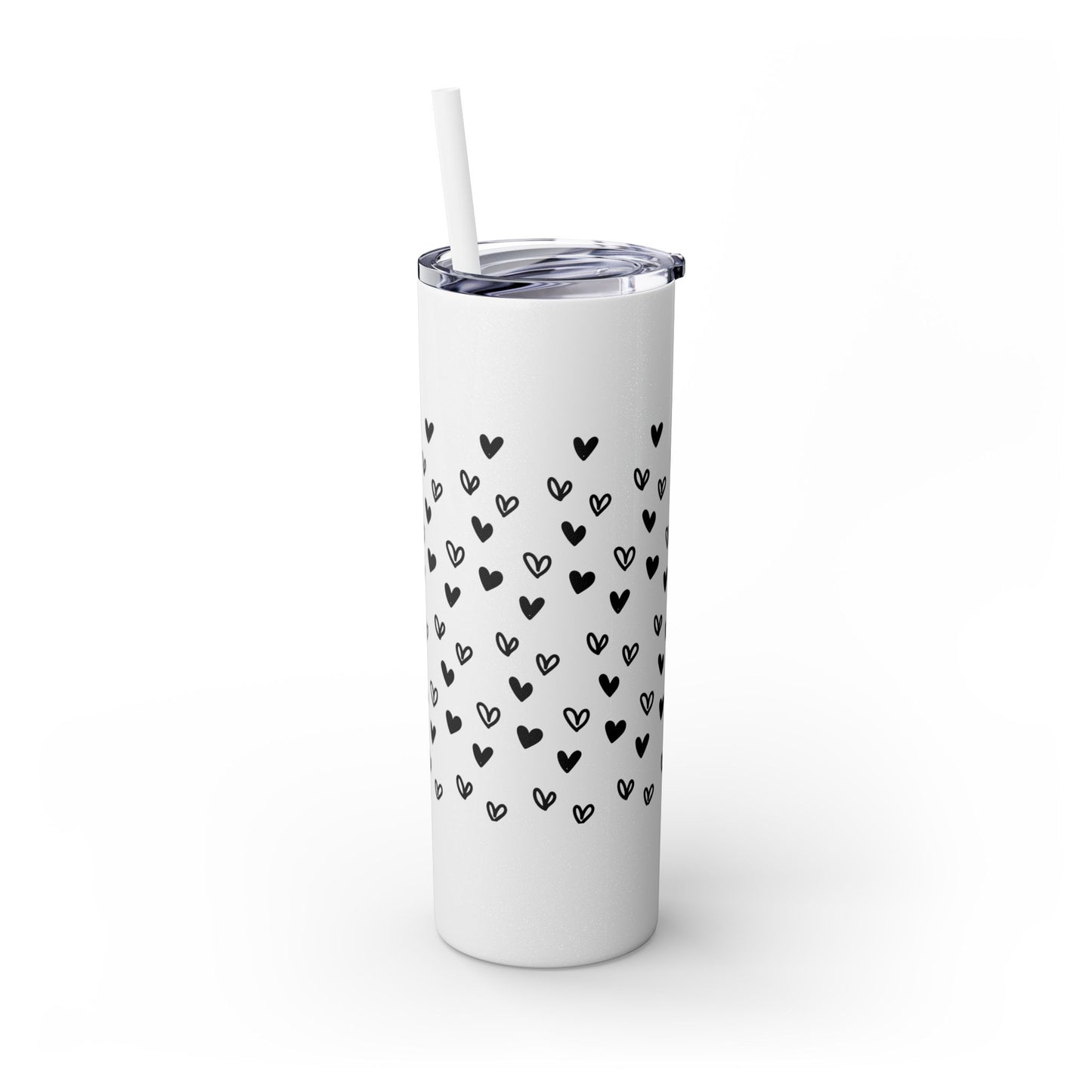 Hearts, Skinny Tumbler with Straw, 20oz