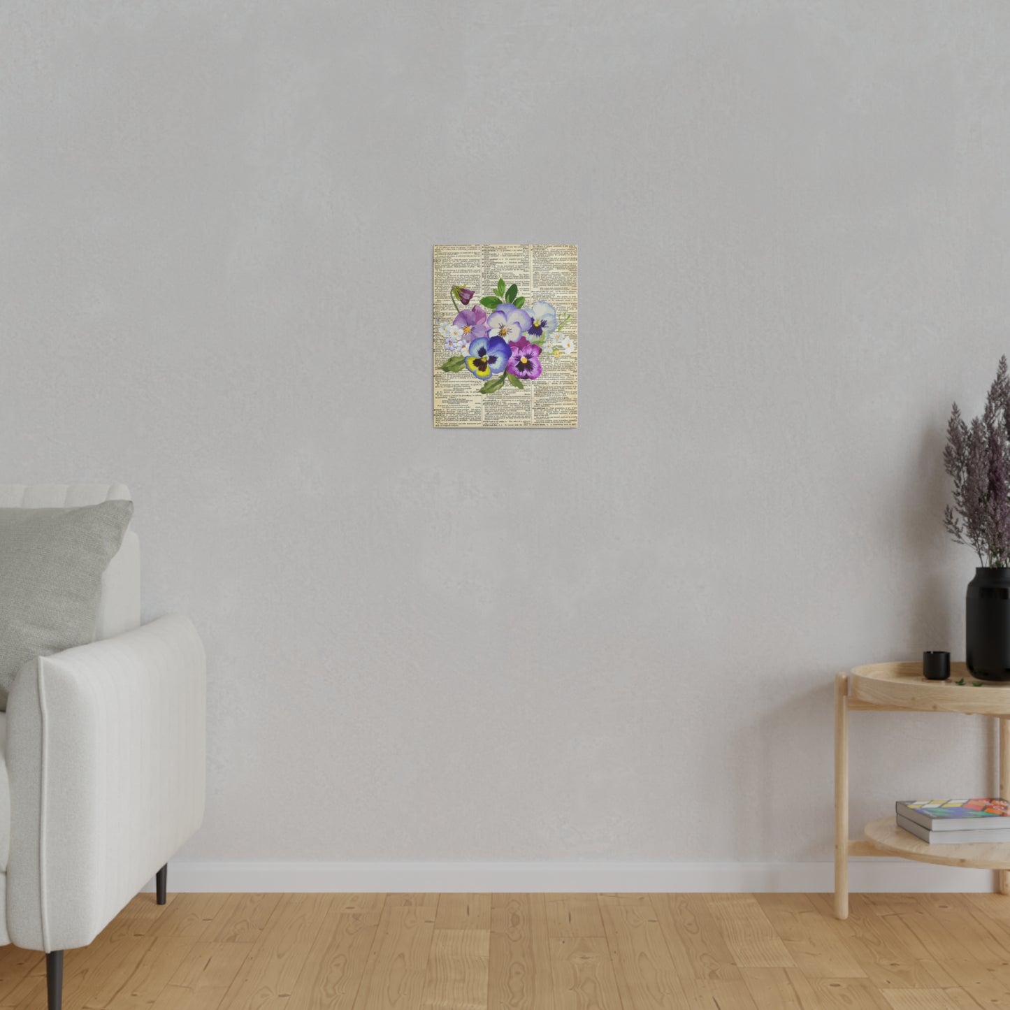 Pansy Flower, Vintage Dictionary page, Matte Canvas, Stretched, 0.75"