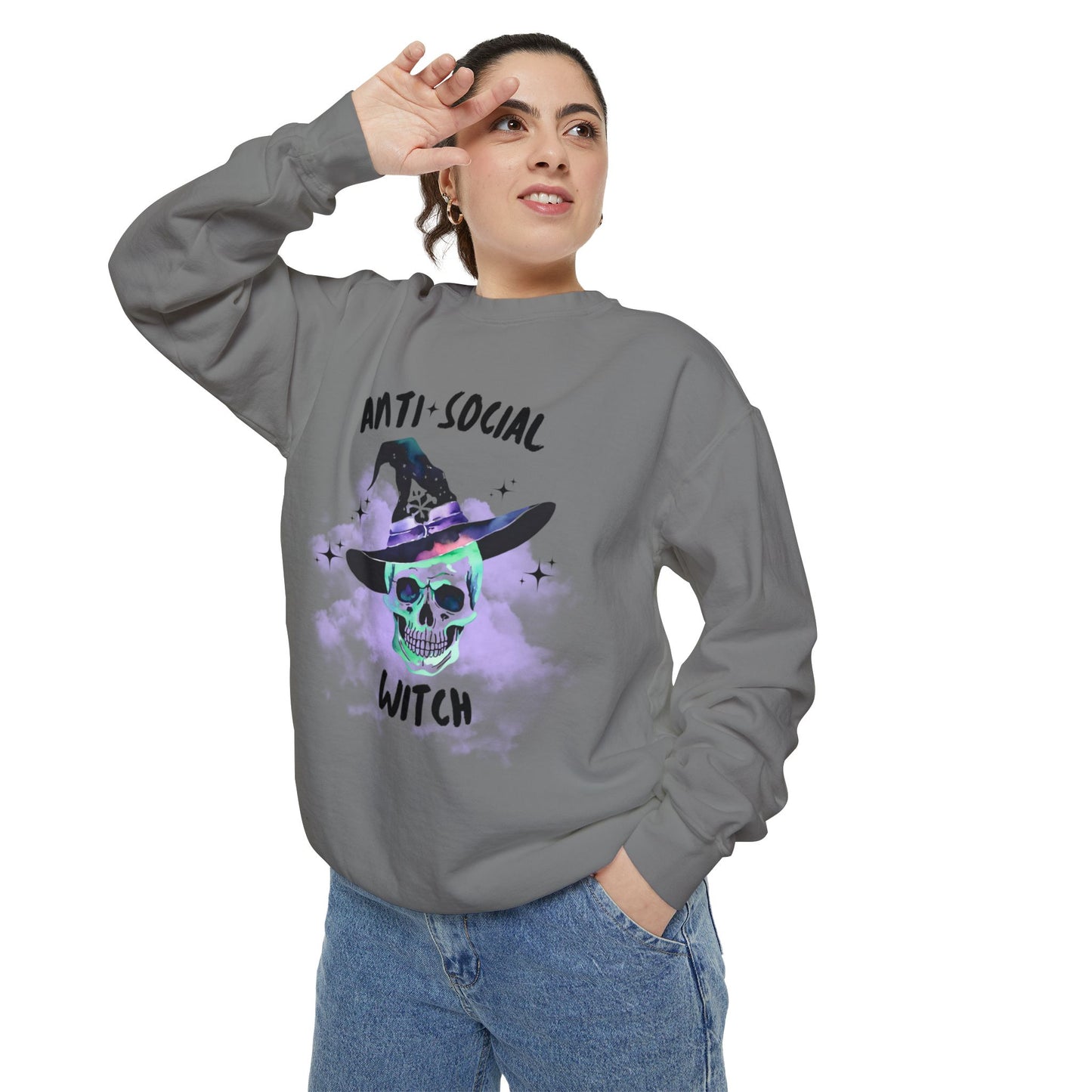 Anti Social Witch, Unisex Garment-Dyed Sweatshirt