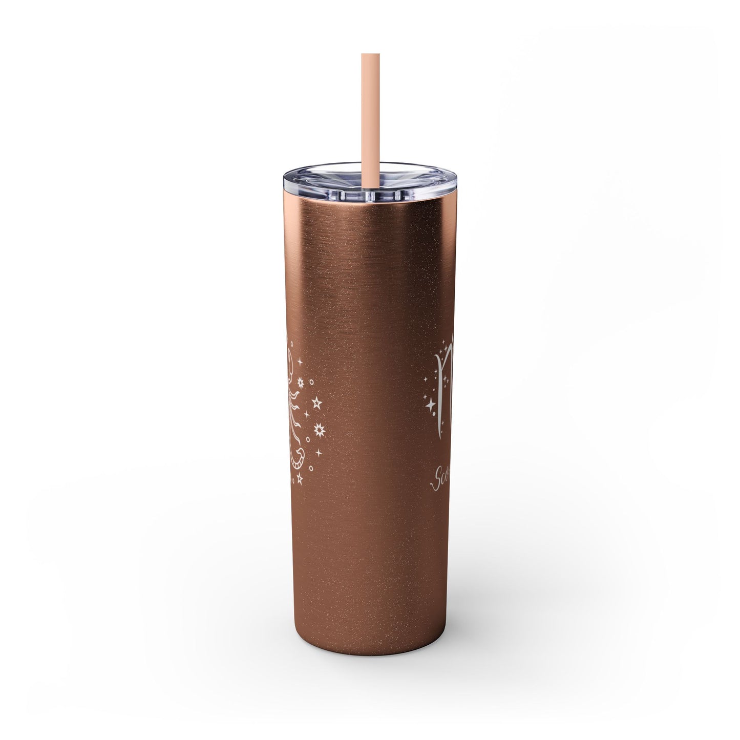 Scorpio Glitter, Skinny Tumbler with Straw, 20oz