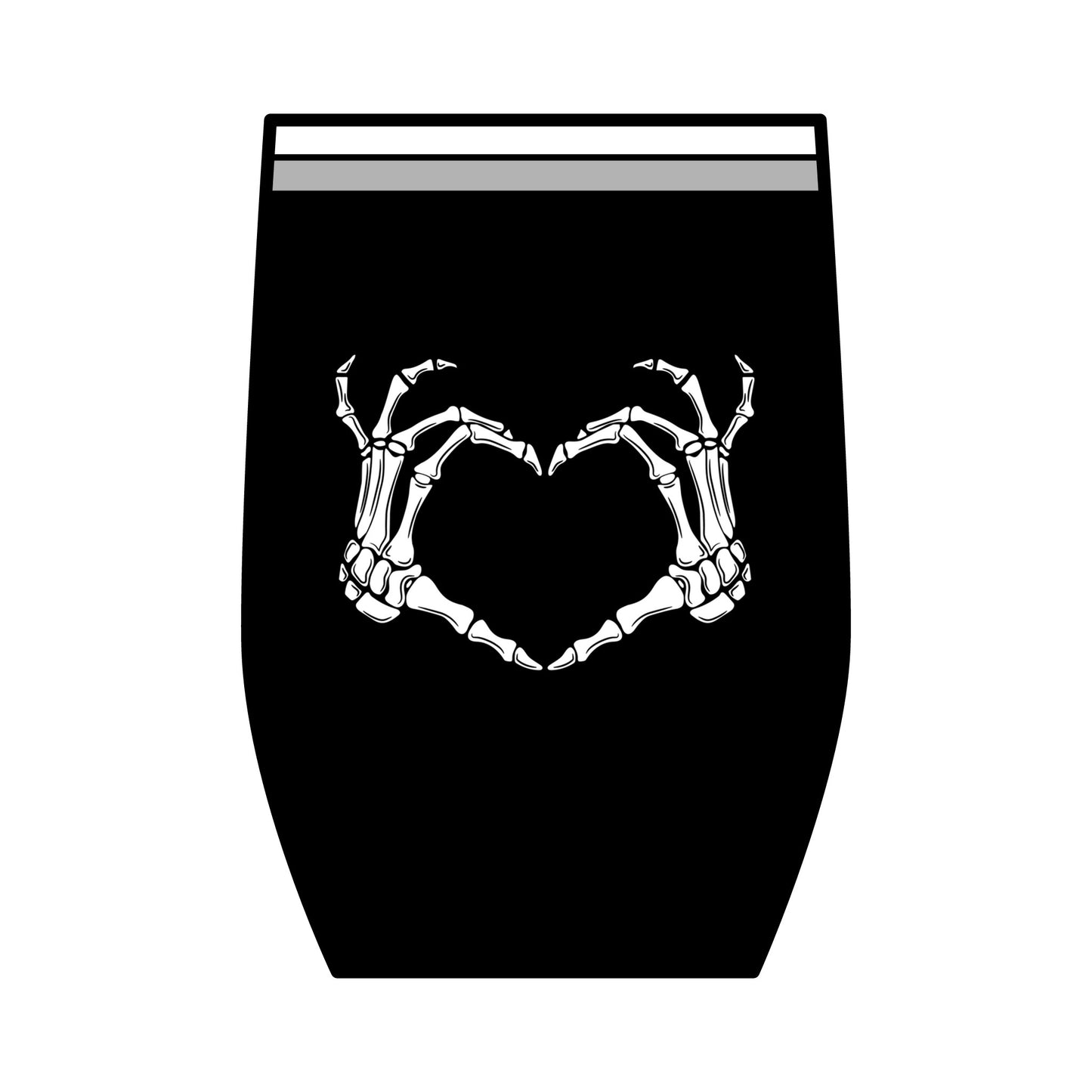Wine Tumbler Skeleton Hands Heart 12oz.