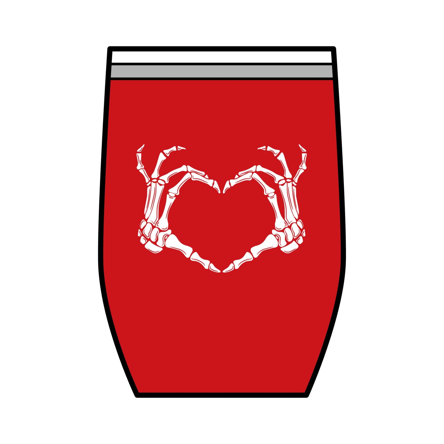 Wine Tumbler Skeleton Hands Heart 12oz.
