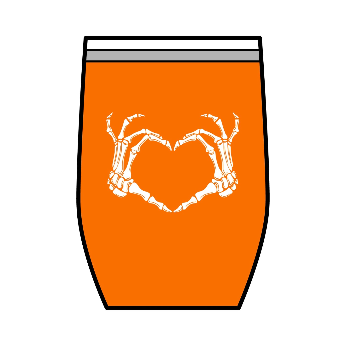 Wine Tumbler Skeleton Hands Heart 12oz.