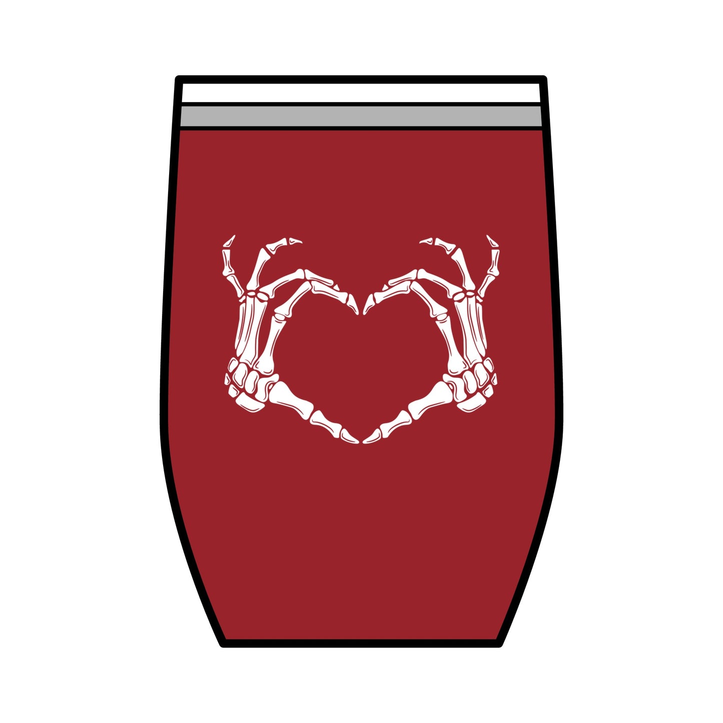 Wine Tumbler Skeleton Hands Heart 12oz.