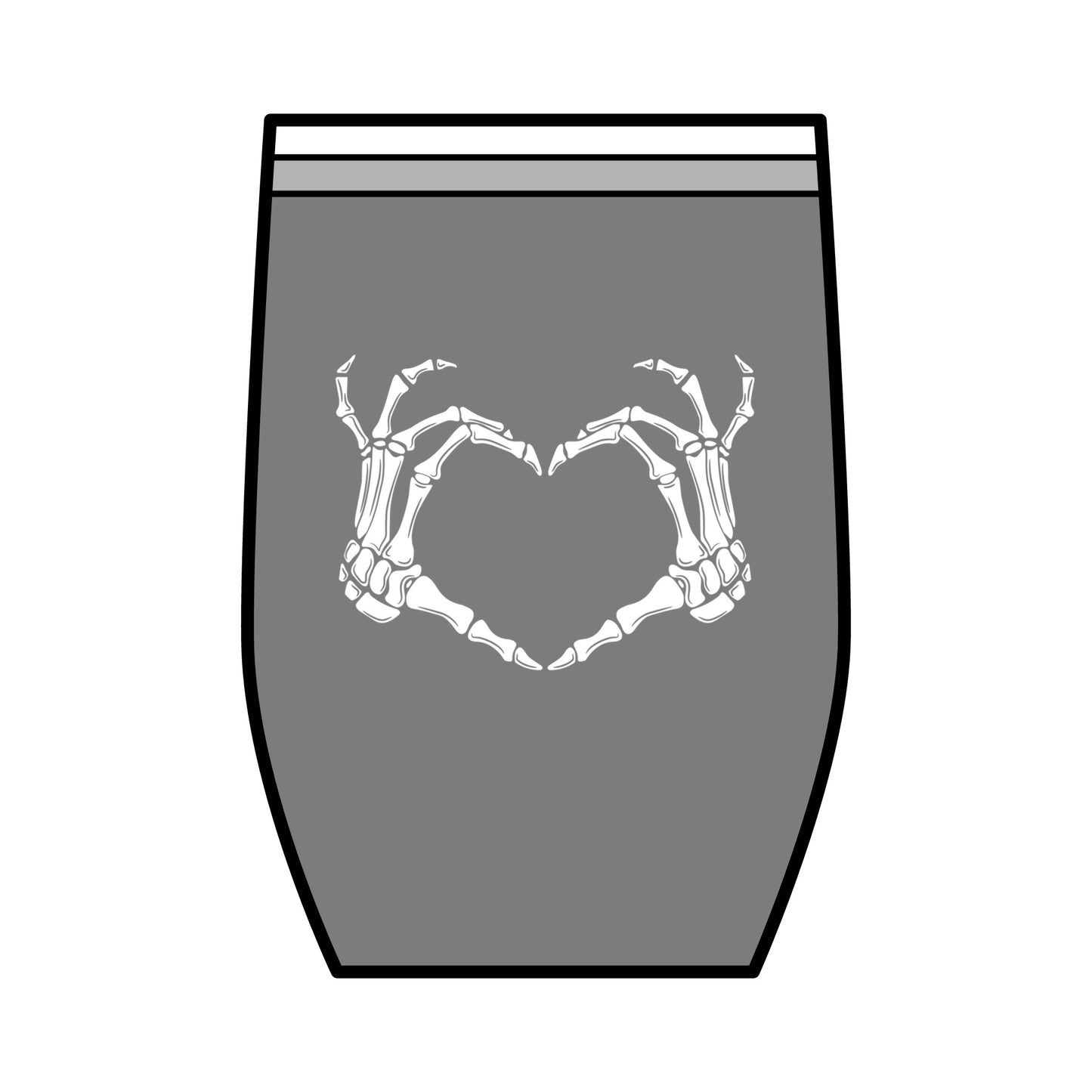 Wine Tumbler Skeleton Hands Heart 12oz.