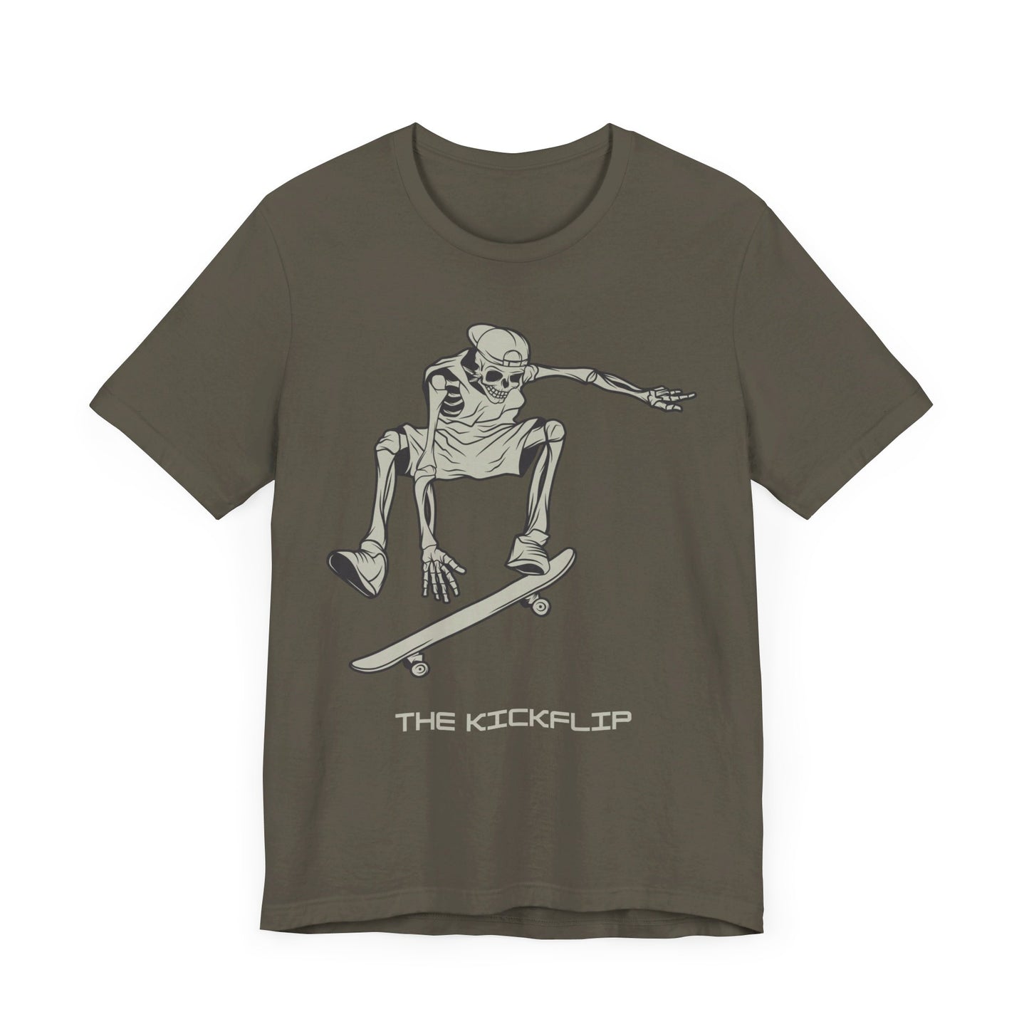 Skeleton Kickflip Skateboard, Unisex Jersey Short Sleeve Tee