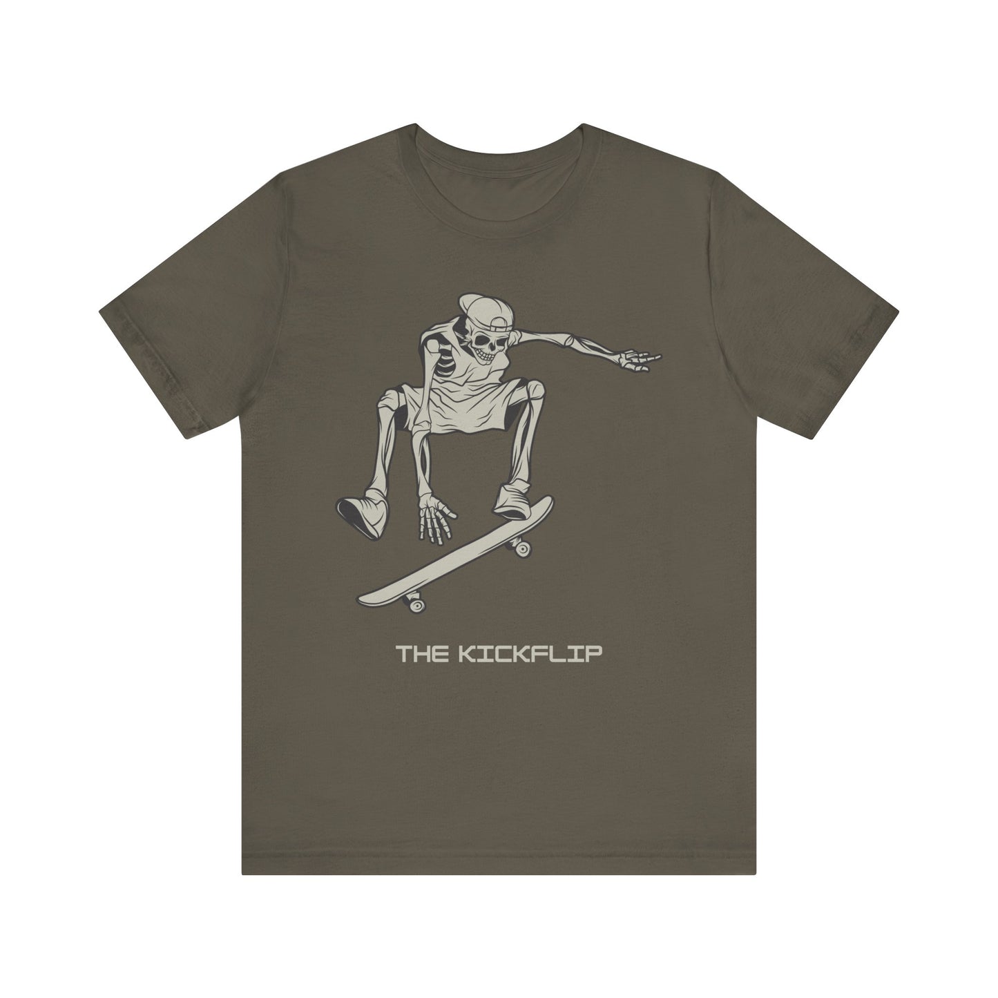 Skeleton Kickflip Skateboard, Unisex Jersey Short Sleeve Tee