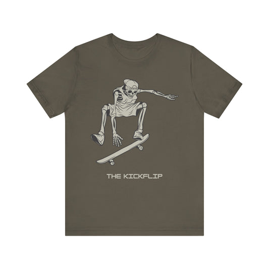 Skeleton Kickflip Skateboard, Unisex Jersey Short Sleeve Tee