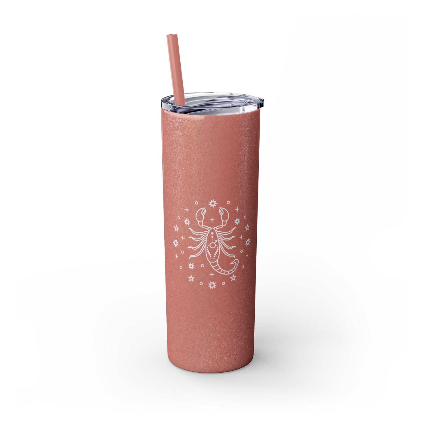 Scorpio Glitter, Skinny Tumbler with Straw, 20oz