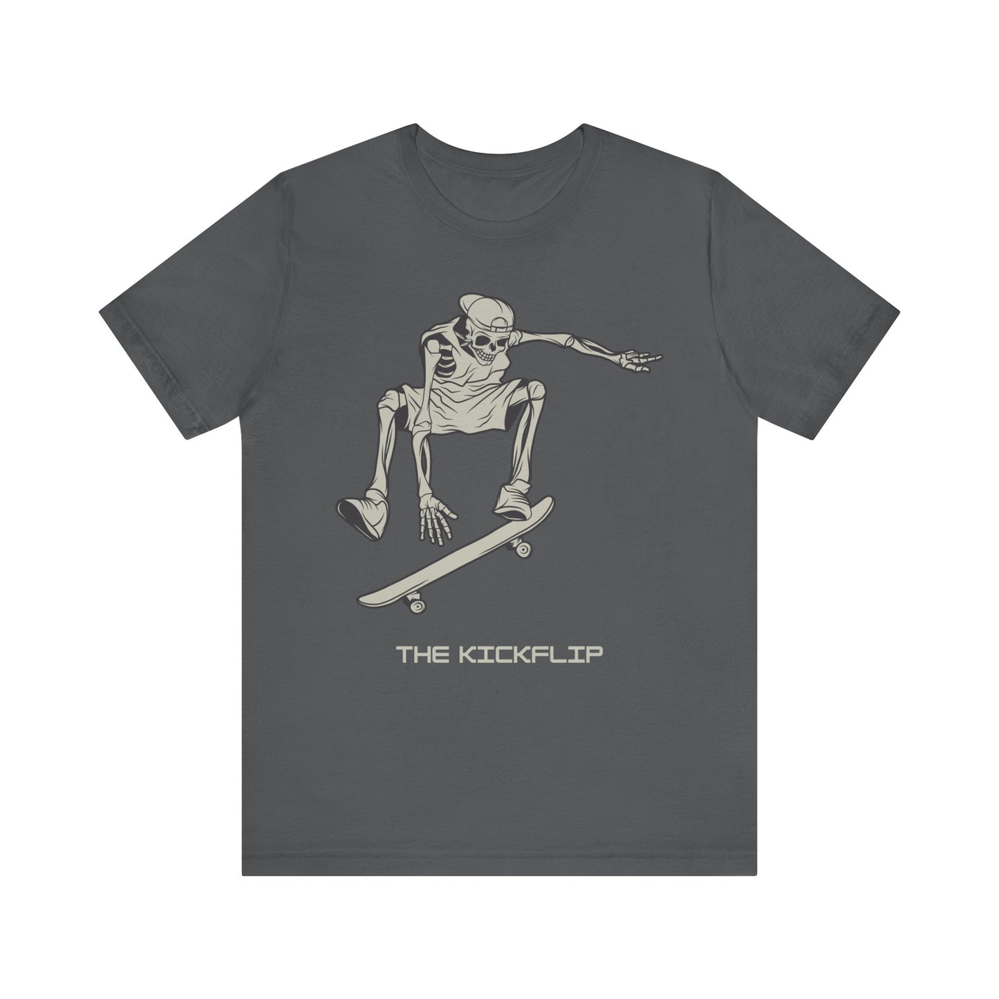 Skeleton Kickflip Skateboard, Unisex Jersey Short Sleeve Tee