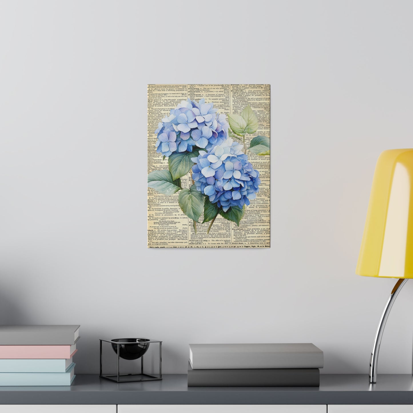 Hydrangea Flower, Vintage Dictionary page, Matte Canvas, Stretched, 0.75"