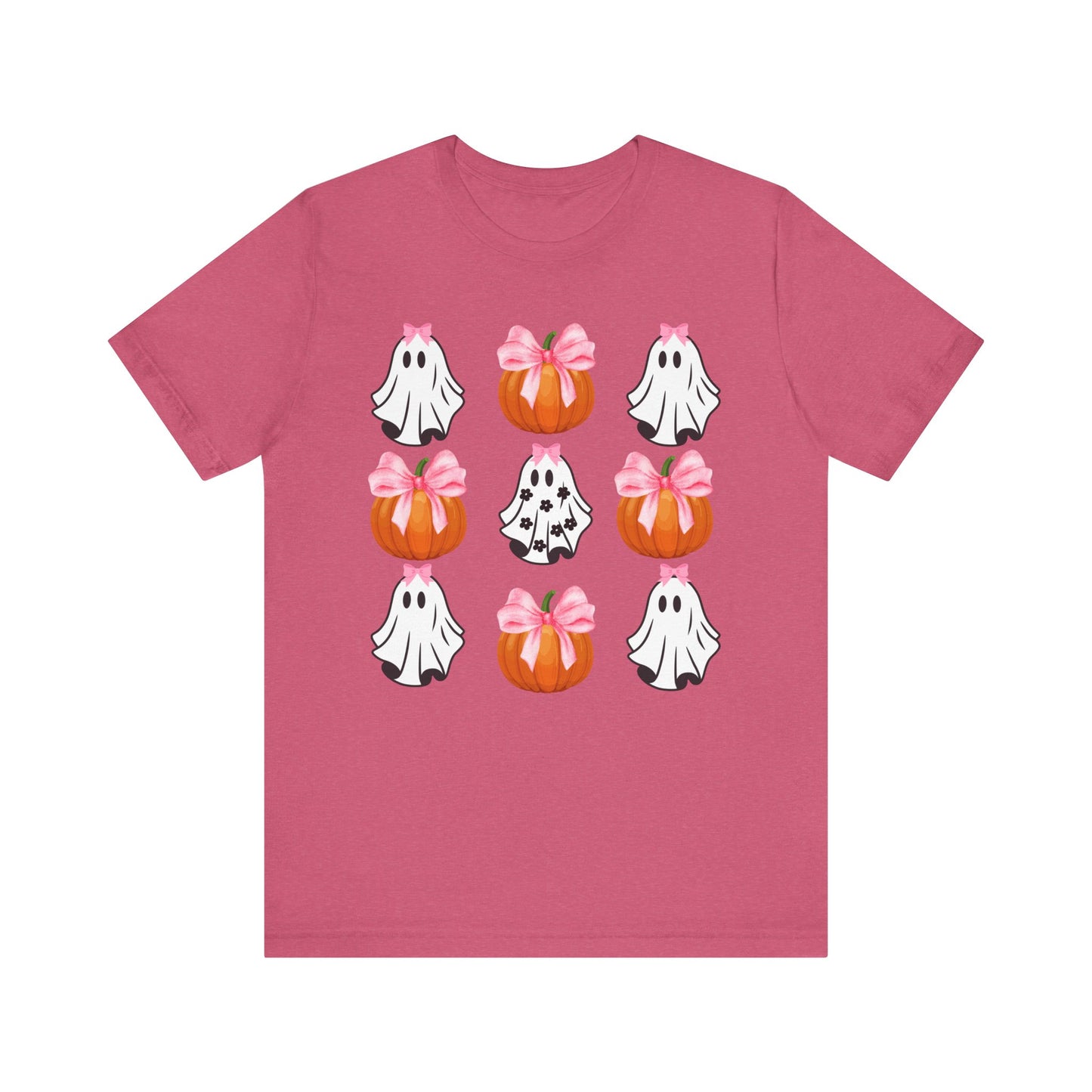 Cute Ghost With bow T-Shirt, Adult Jersey Short Sleeve Tee