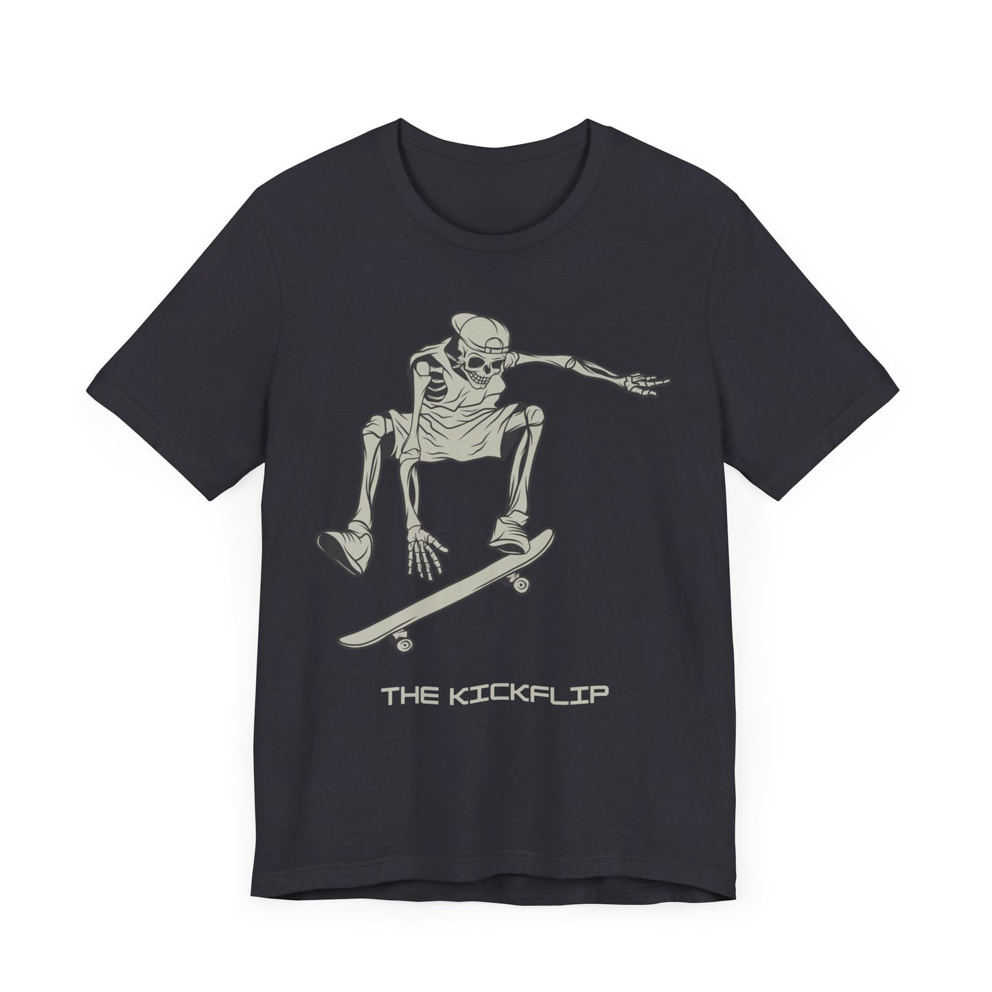 Skeleton Kickflip Skateboard, Unisex Jersey Short Sleeve Tee