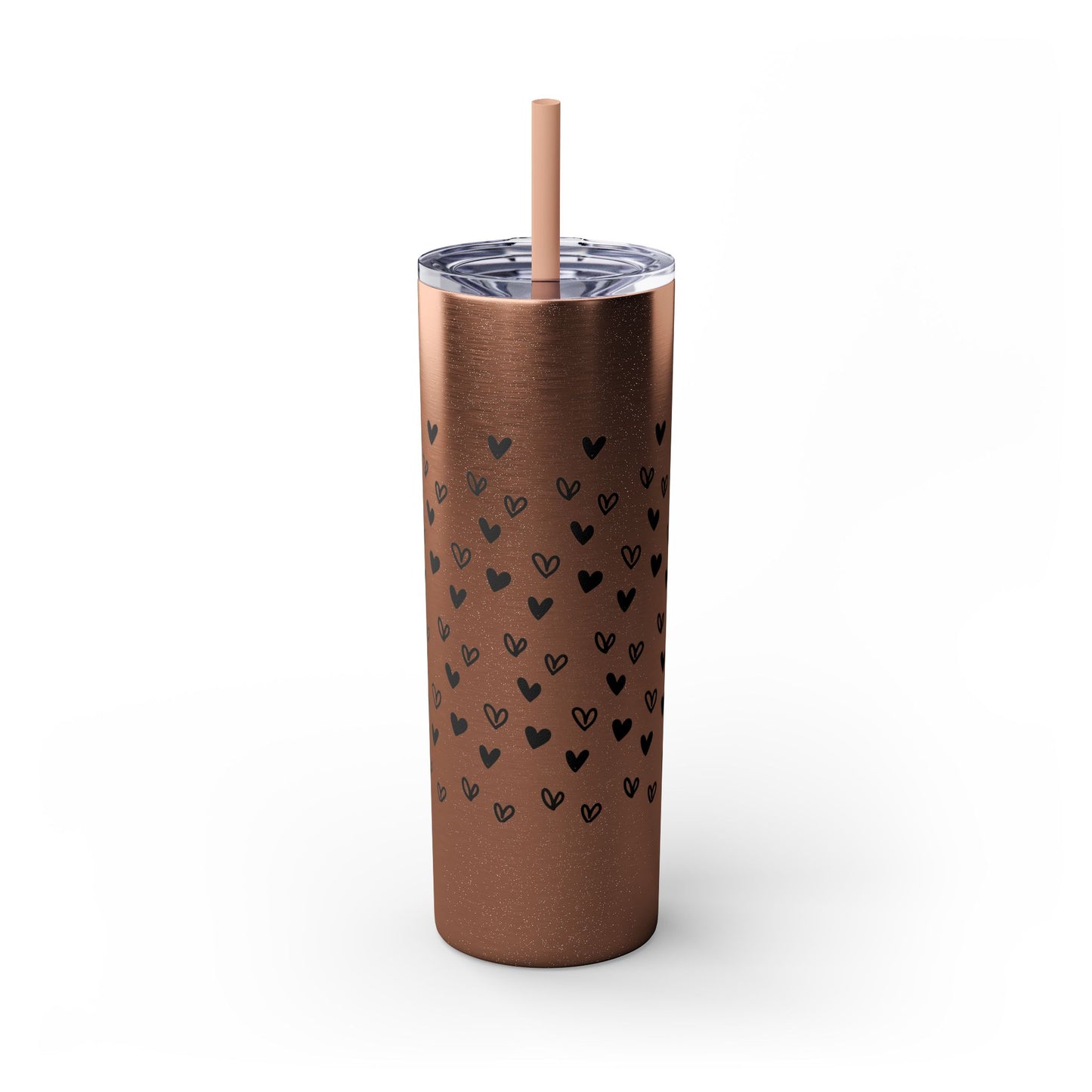 Hearts, Skinny Tumbler with Straw, 20oz