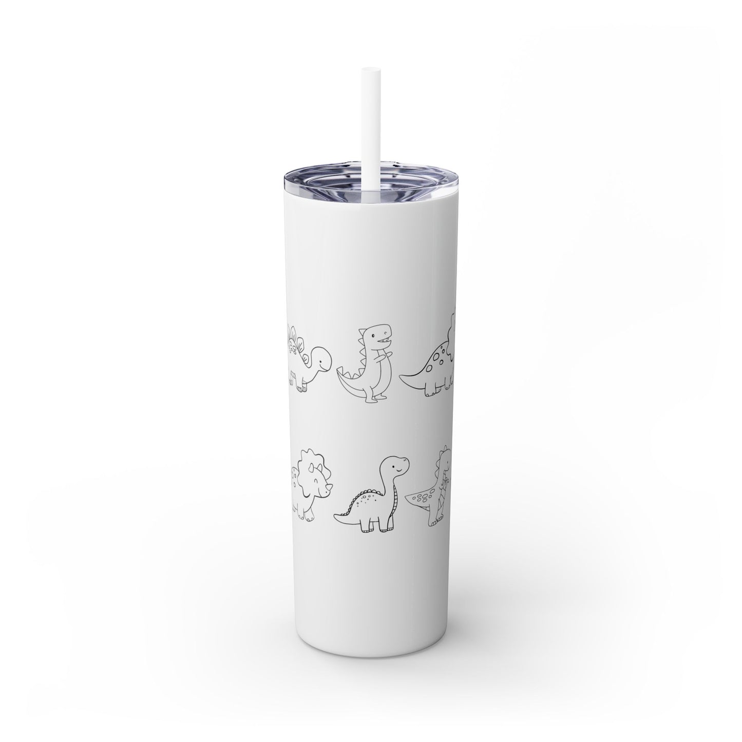 Dino Glitter, Skinny Tumbler with Straw, 20oz