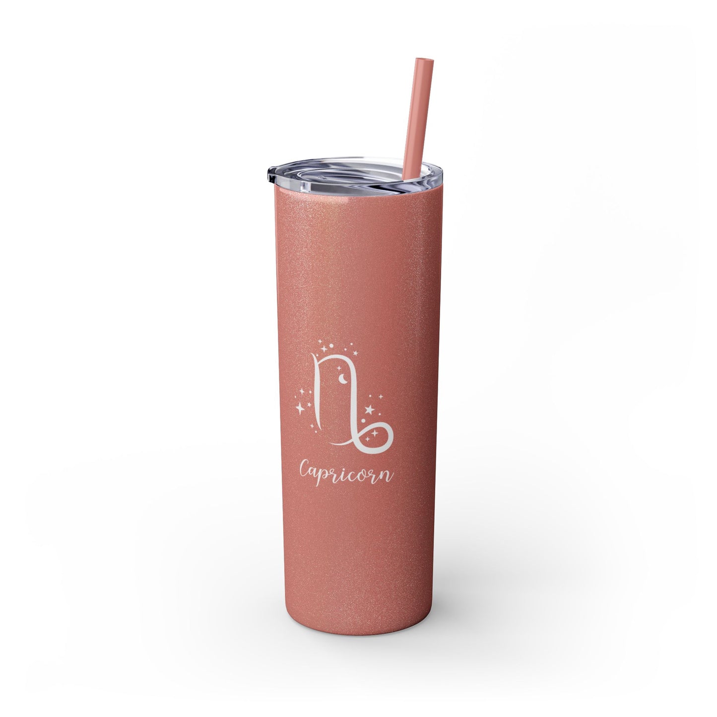 Capricorn Glitter, Skinny Tumbler with Straw, 20oz
