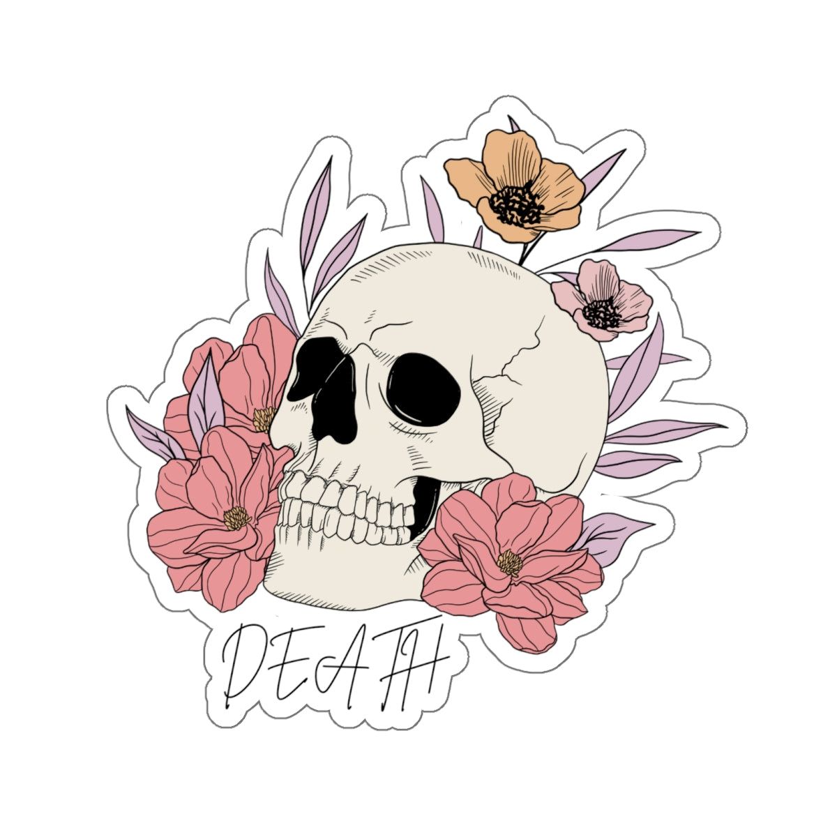 Skull and Flowers Death Sticker, Copy of One More Chapter WB, Kiss-Cut Stickers