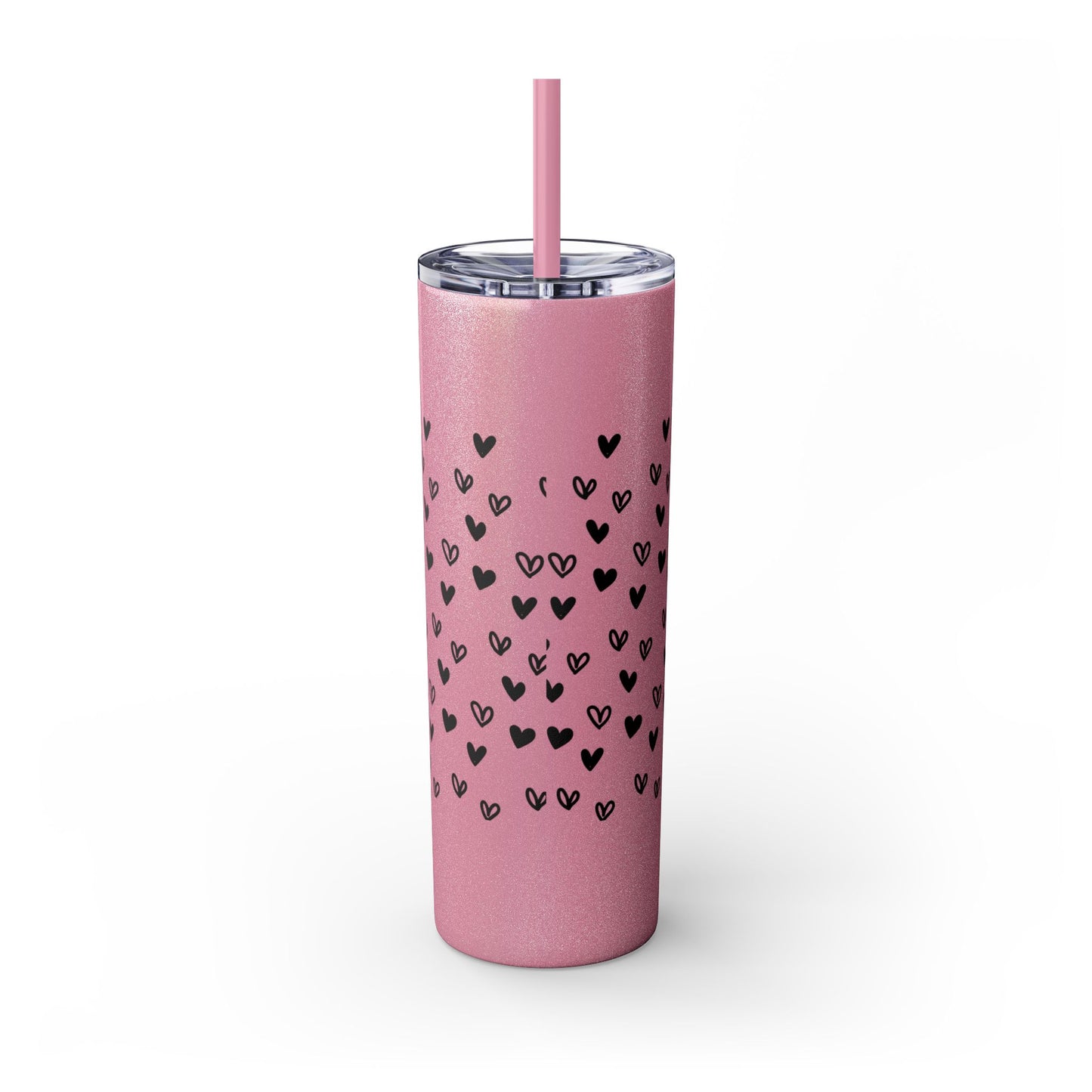 Hearts, Skinny Tumbler with Straw, 20oz