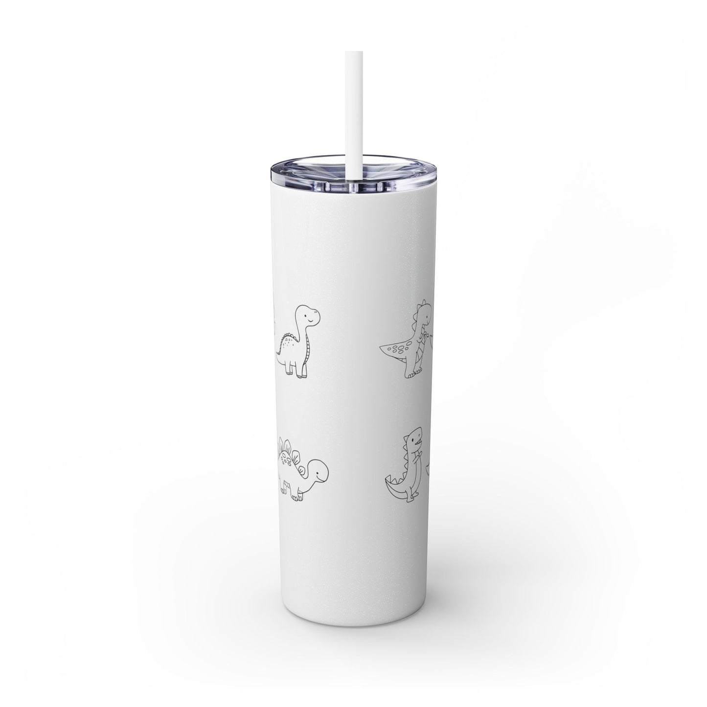 Dino Glitter, Skinny Tumbler with Straw, 20oz