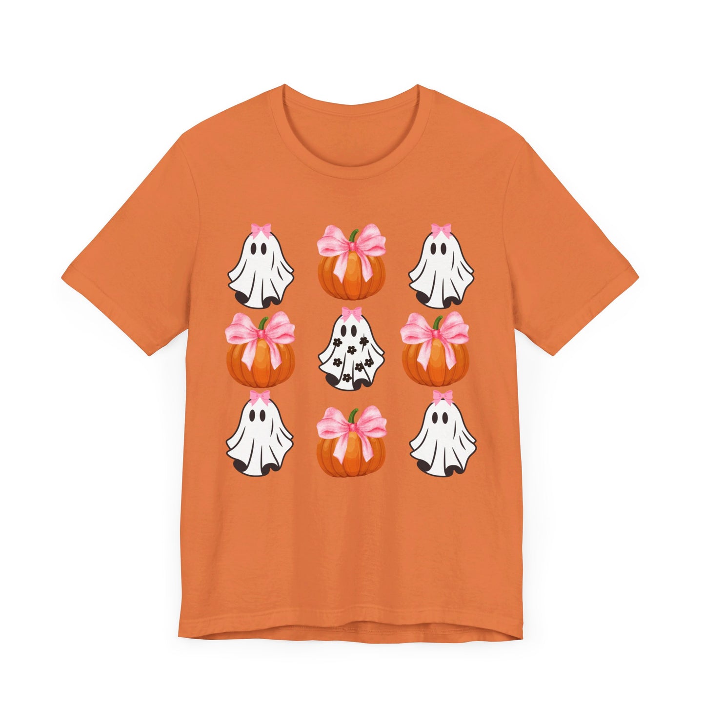 Cute Ghost With bow T-Shirt, Adult Jersey Short Sleeve Tee