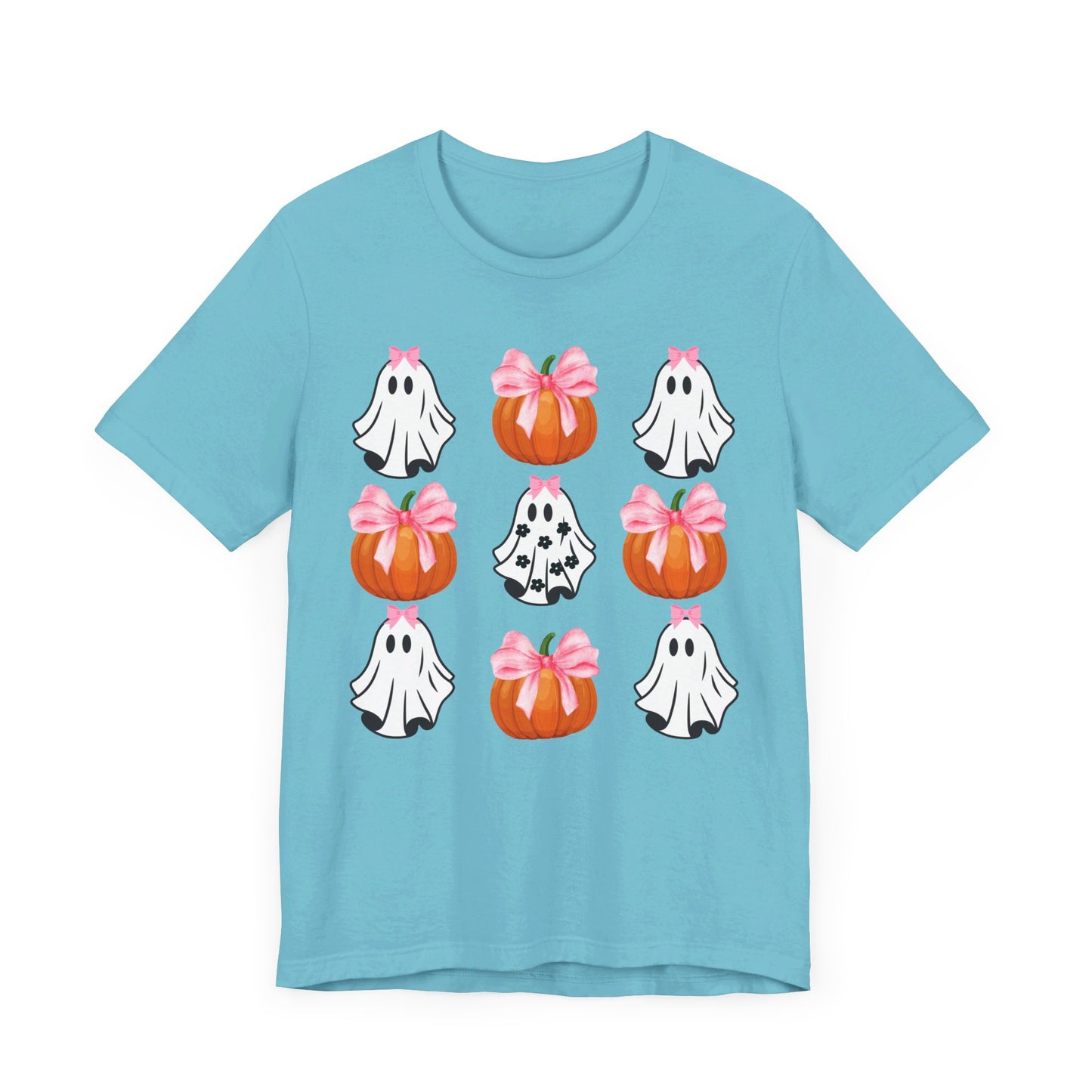 Cute Ghost With bow T-Shirt, Adult Jersey Short Sleeve Tee