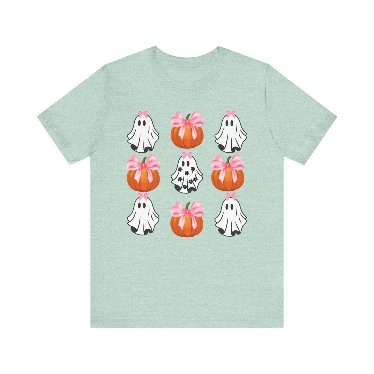Cute Ghost With bow T-Shirt, Adult Jersey Short Sleeve Tee