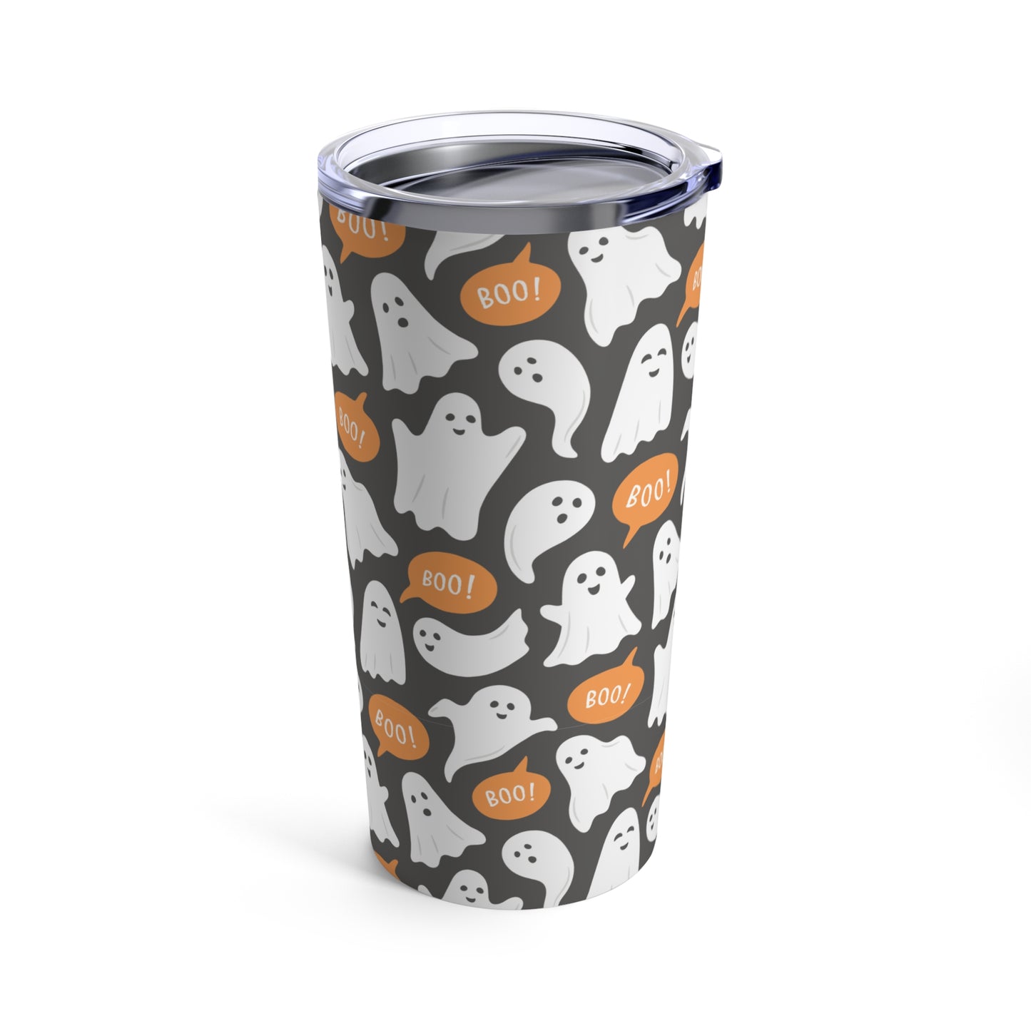 Halloween Ghosts and Pumpkins with Grey background, Tumbler 20oz