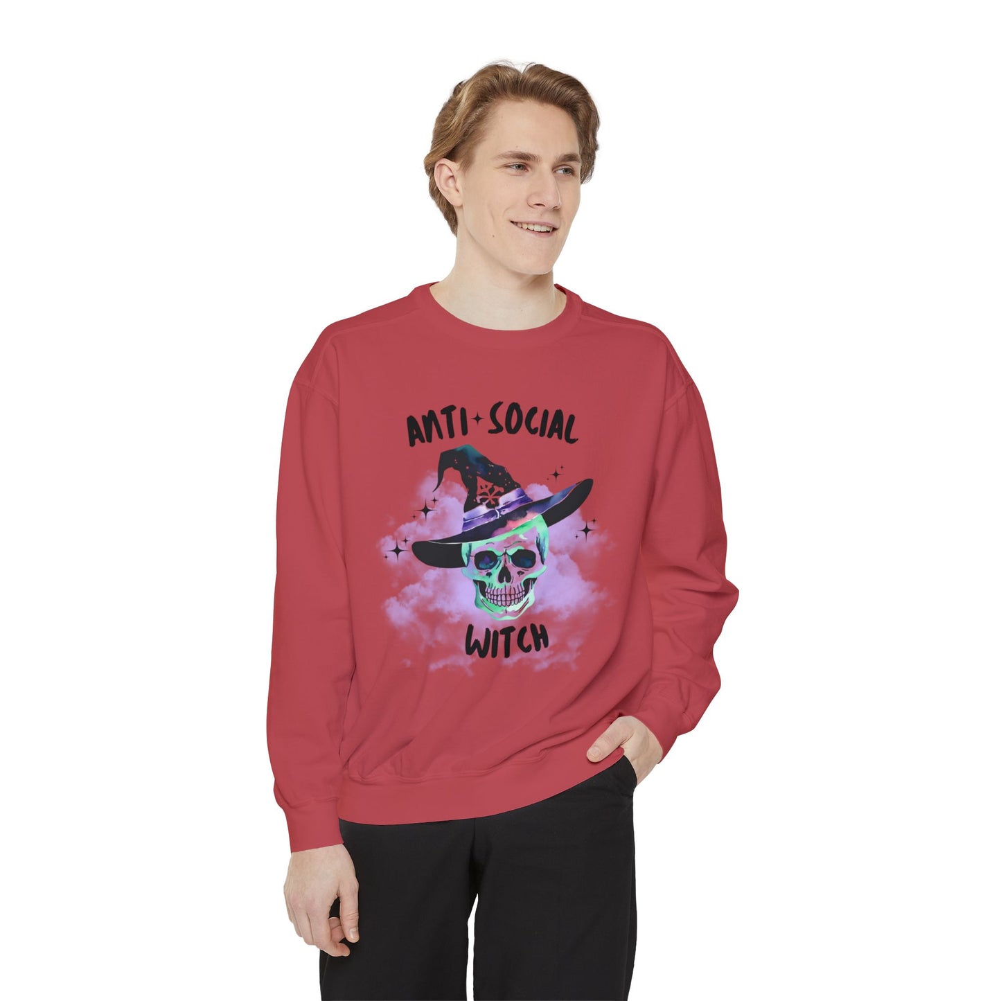 Anti Social Witch, Unisex Garment-Dyed Sweatshirt