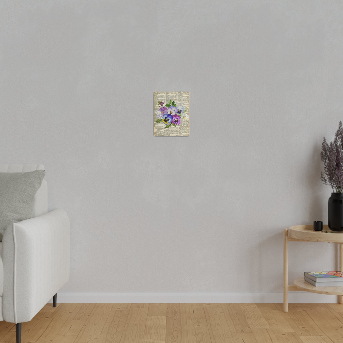 Pansy Flower, Vintage Dictionary page, Matte Canvas, Stretched, 0.75"