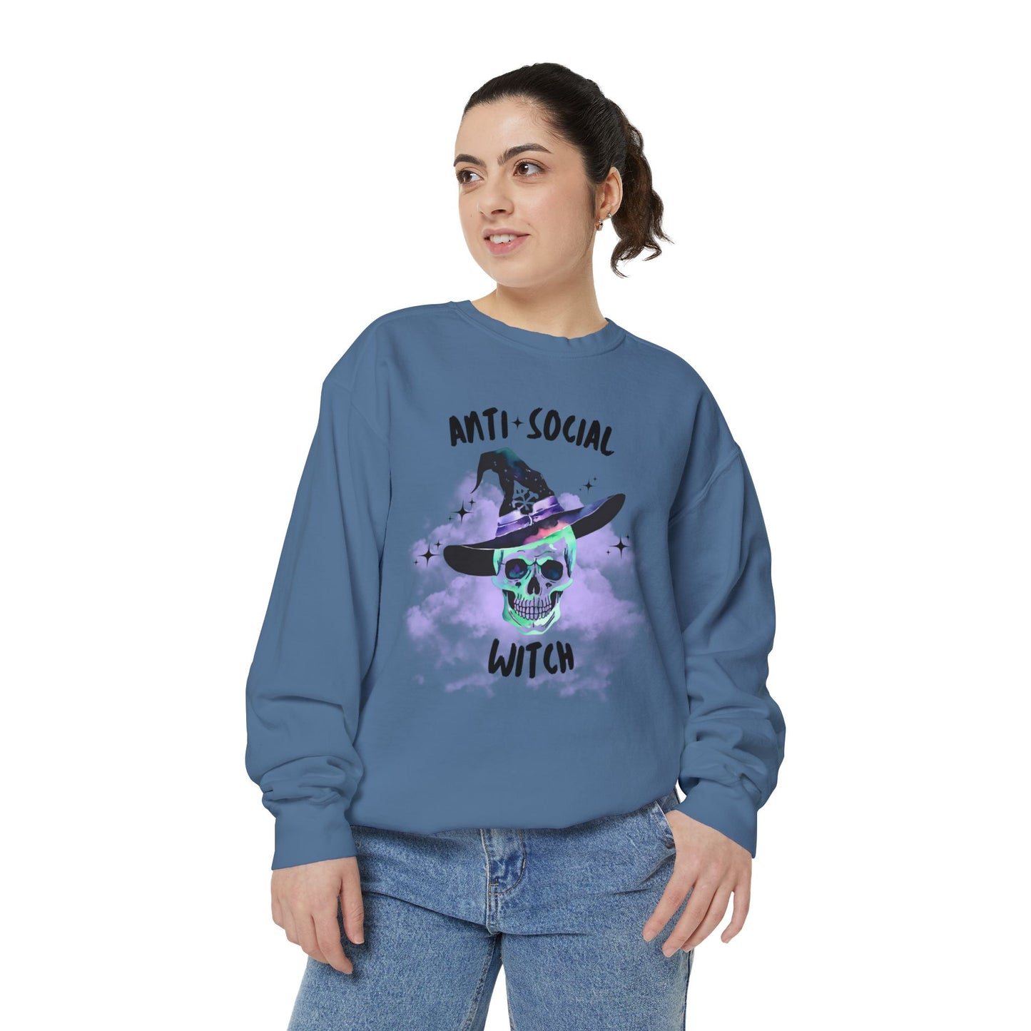 Anti Social Witch, Unisex Garment-Dyed Sweatshirt