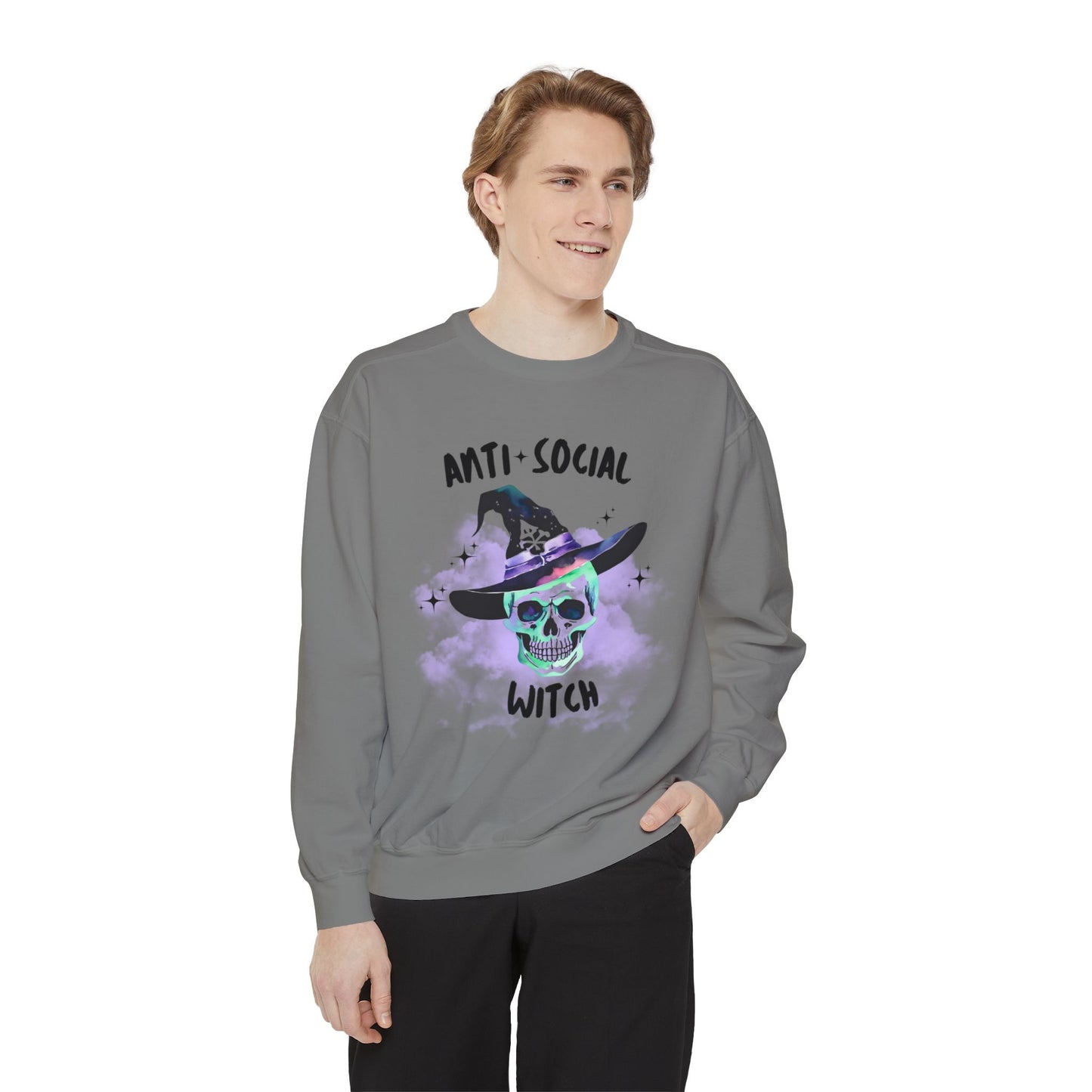 Anti Social Witch, Unisex Garment-Dyed Sweatshirt