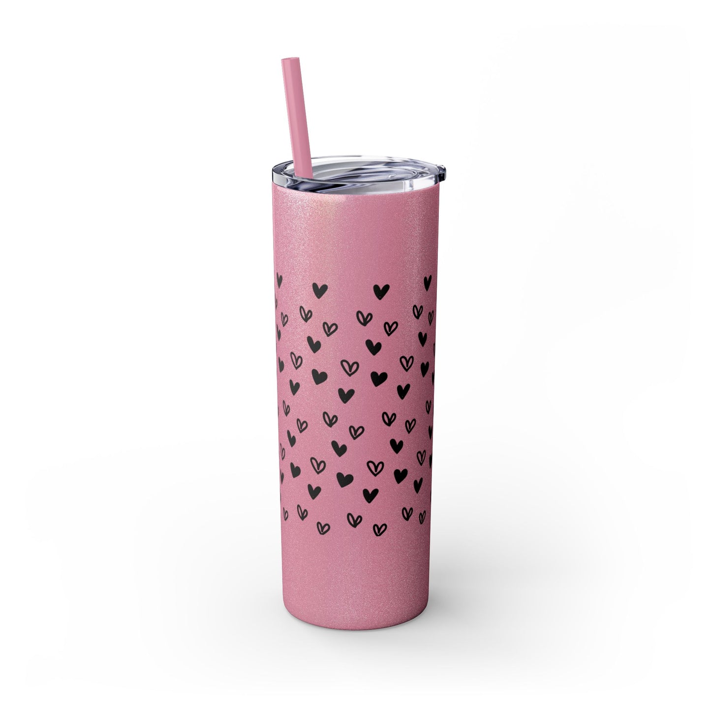 Hearts, Skinny Tumbler with Straw, 20oz