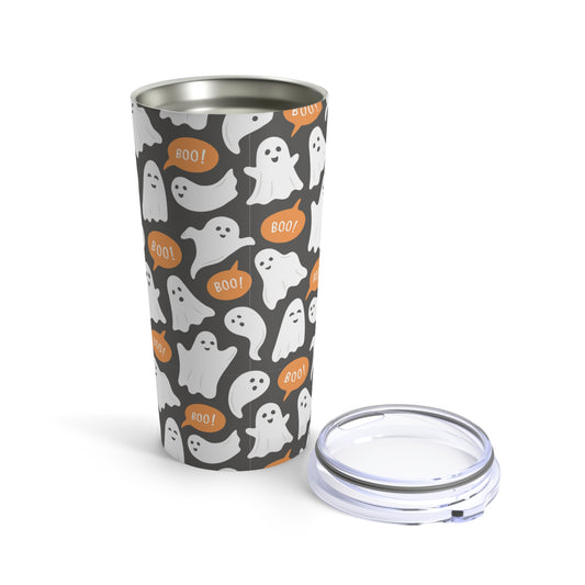 Halloween Ghosts and Pumpkins with Grey background, Tumbler 20oz