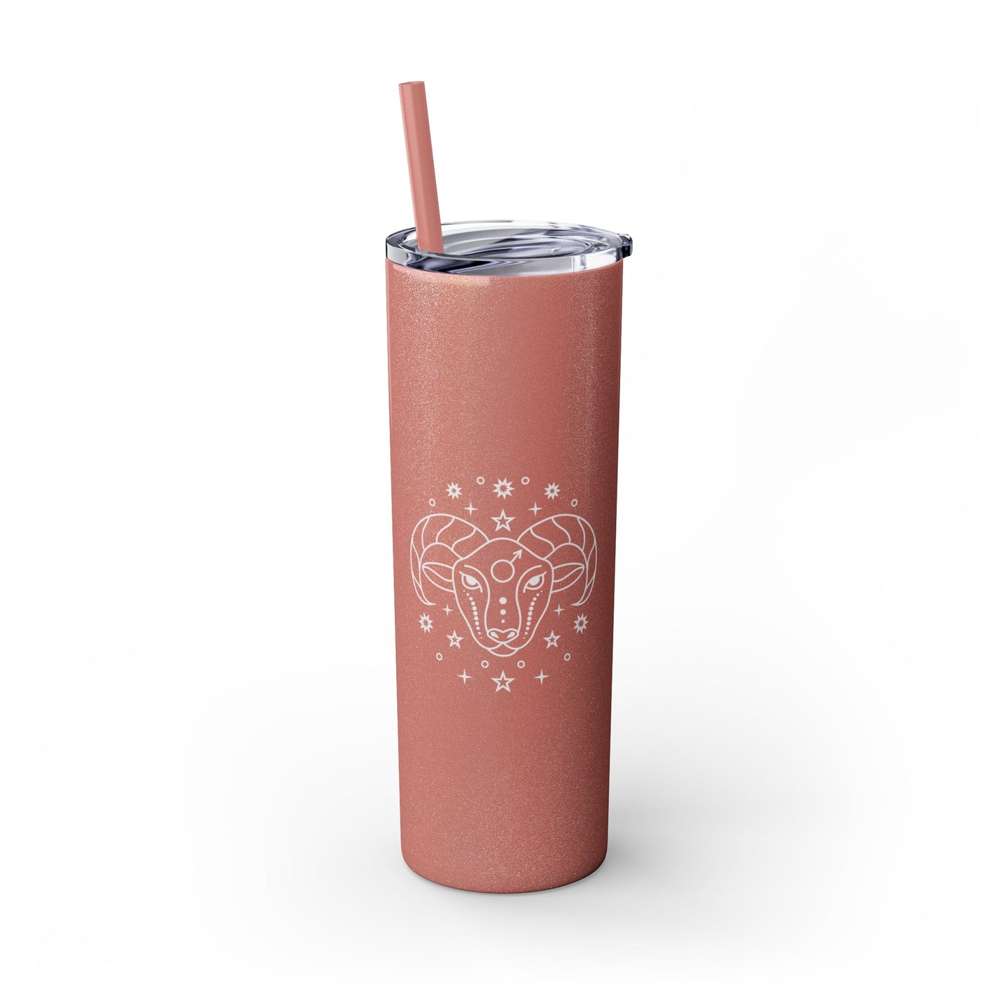 Aries Glitter, Skinny Tumbler with Straw, 20oz