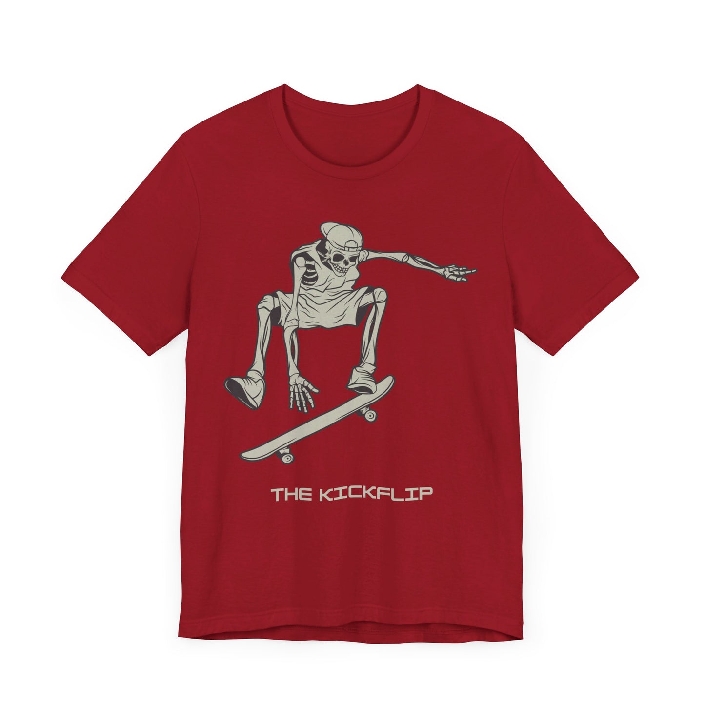 Skeleton Kickflip Skateboard, Unisex Jersey Short Sleeve Tee