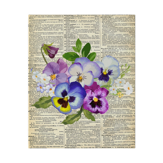 Pansy Flower, Vintage Dictionary page, Matte Canvas, Stretched, 0.75"