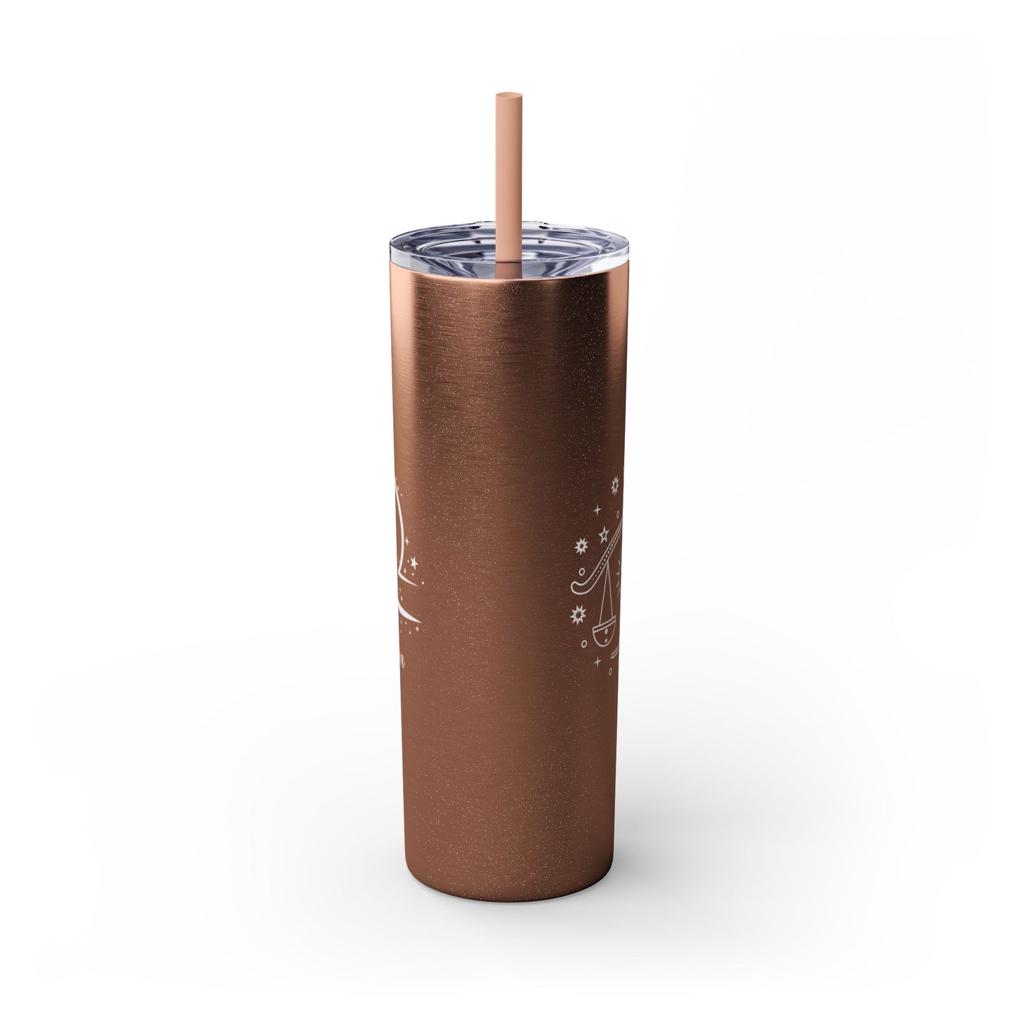 Libra Glitter, Skinny Tumbler with Straw, 20oz