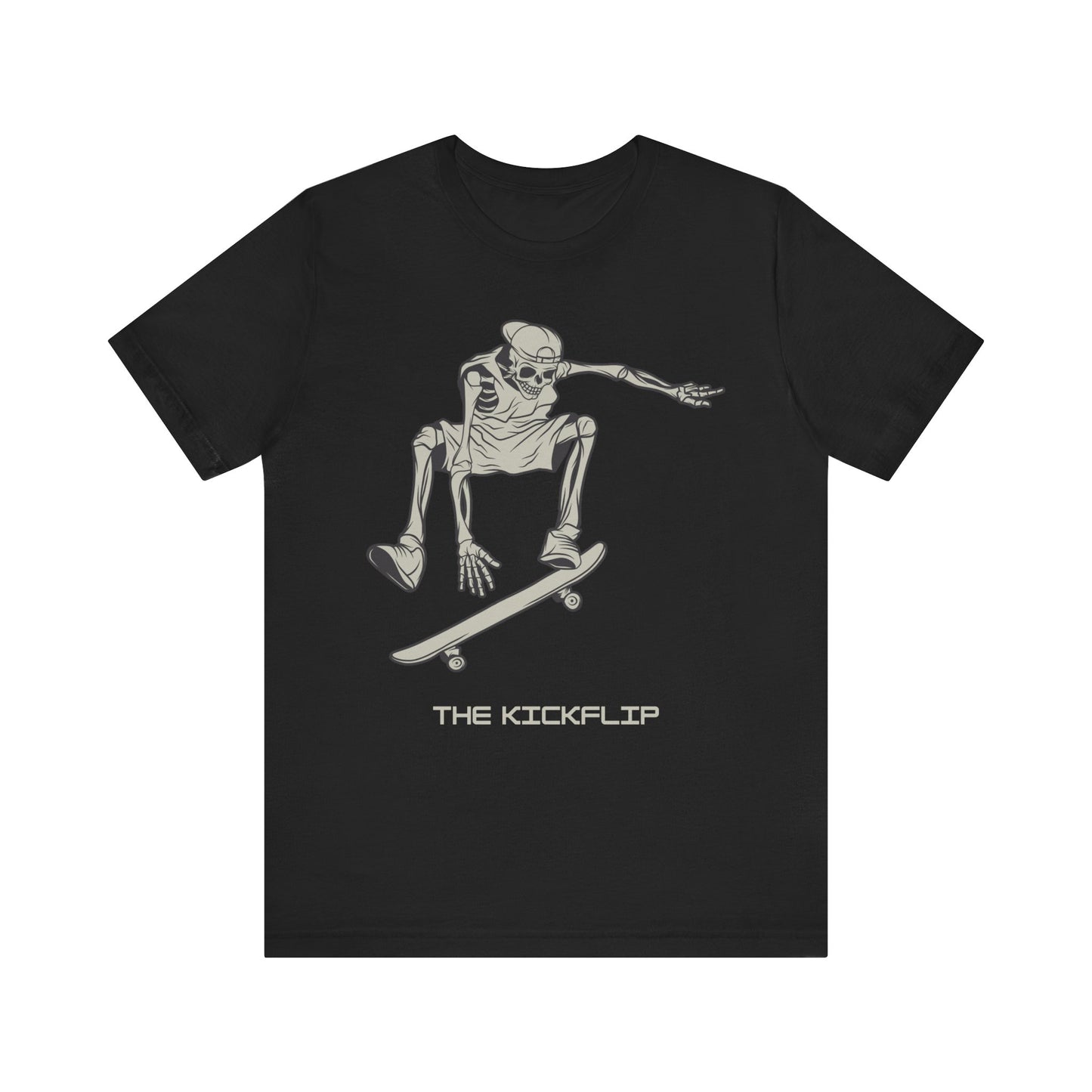 Skeleton Kickflip Skateboard, Unisex Jersey Short Sleeve Tee